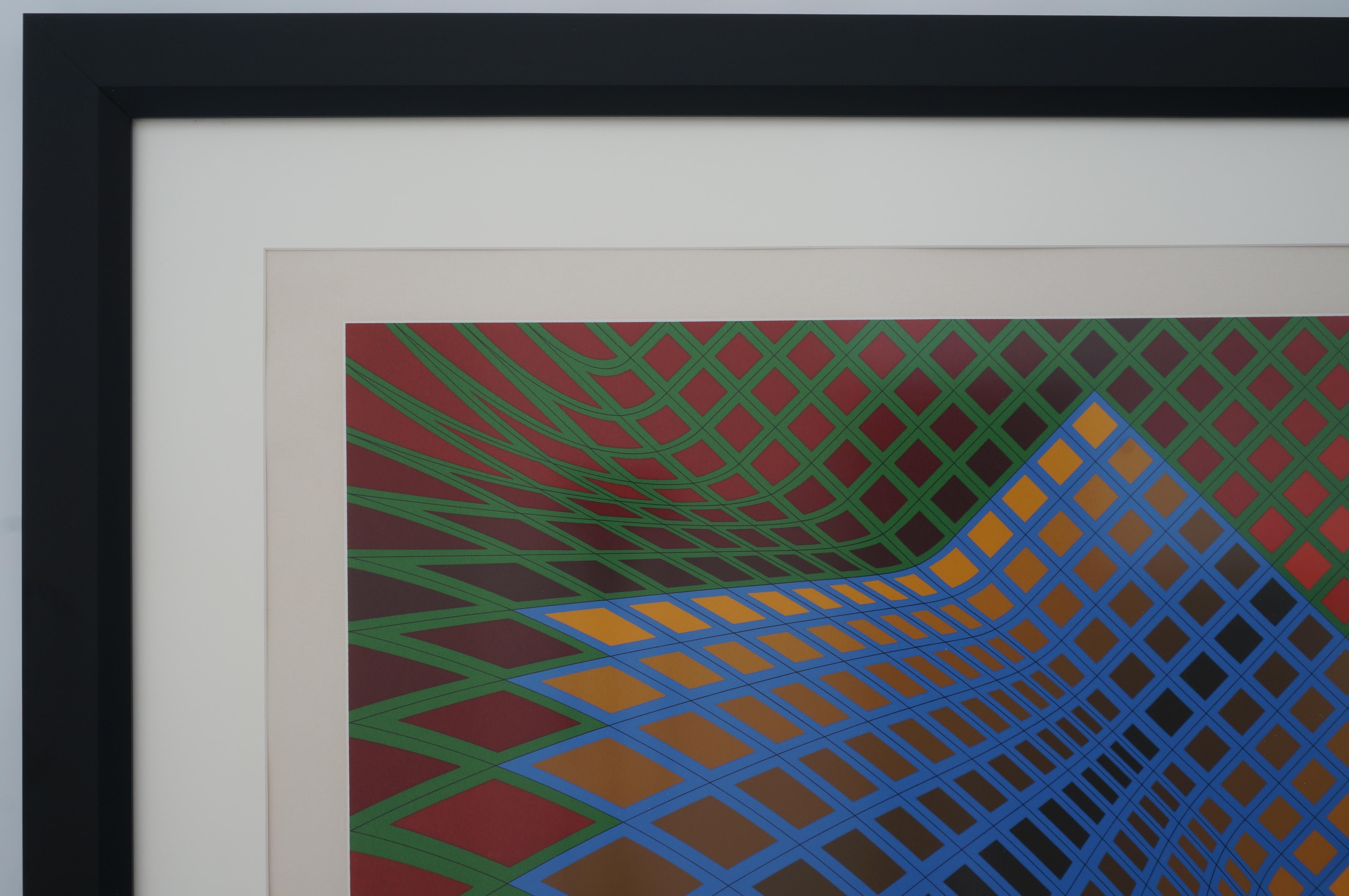 Vasarely Op Art Print 67/250 In Good Condition For Sale In West Palm Beach, FL