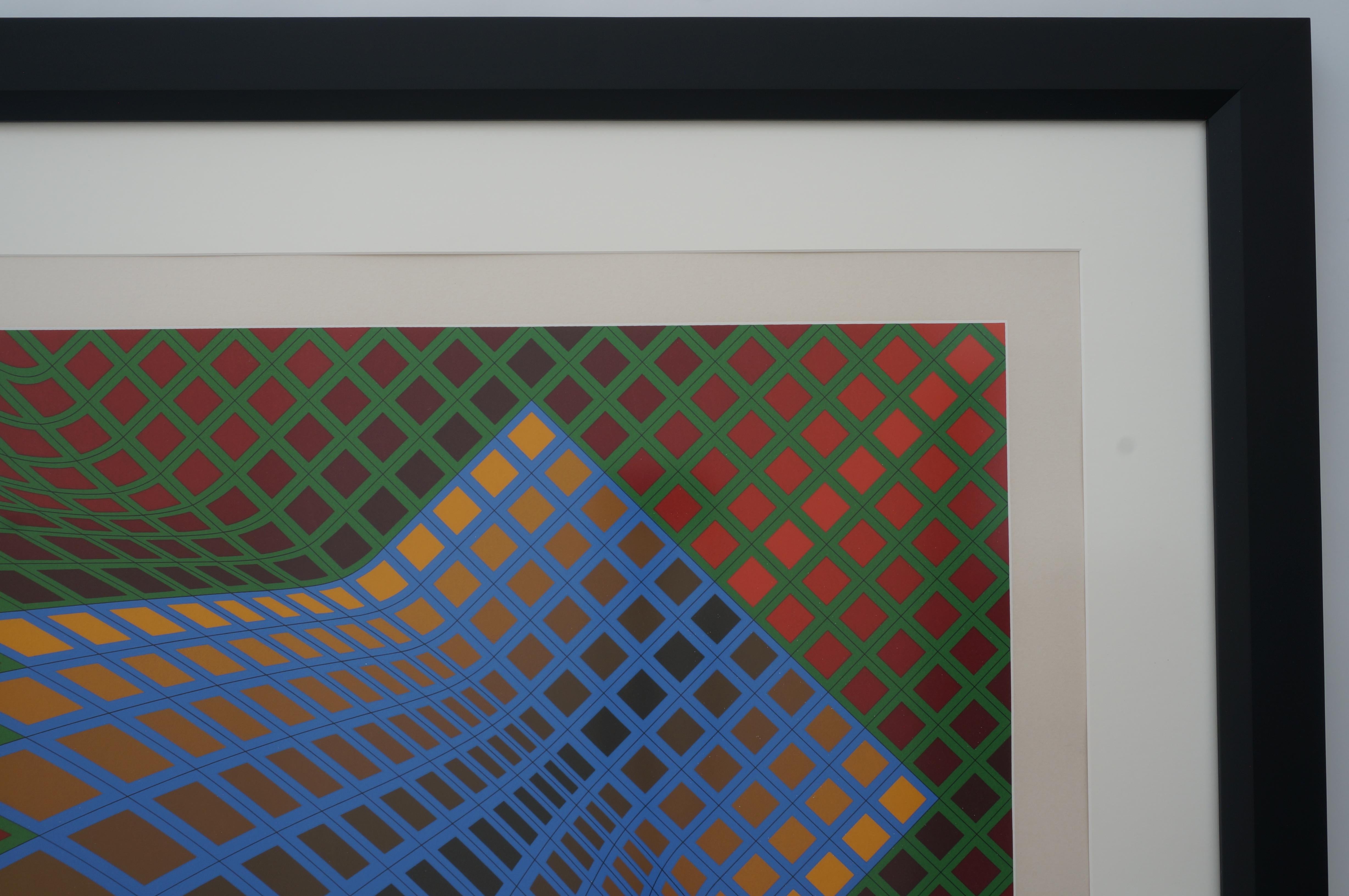 Late 20th Century Vasarely Op Art Print 67/250 For Sale