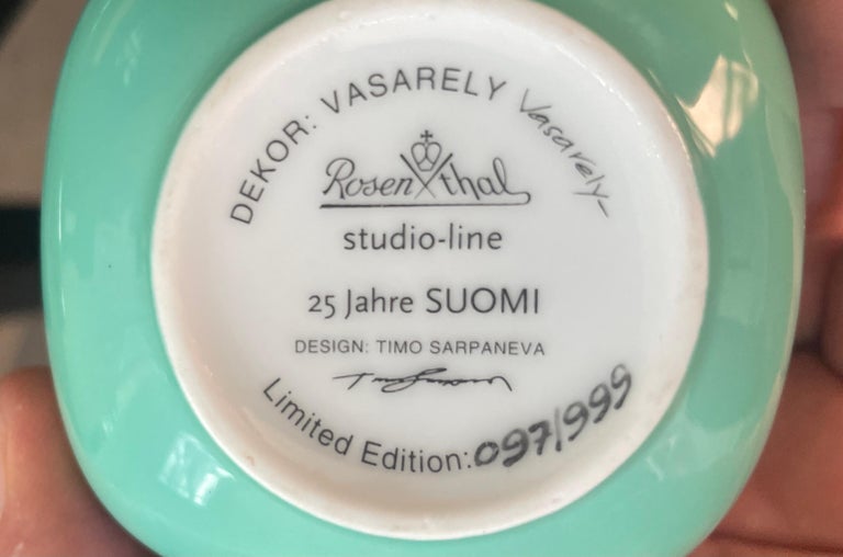 Mid-Century Modern Vasarely Three-Part Miniature Crockery, Rosenthal, 1970, Ceramic Vintage Mid For Sale