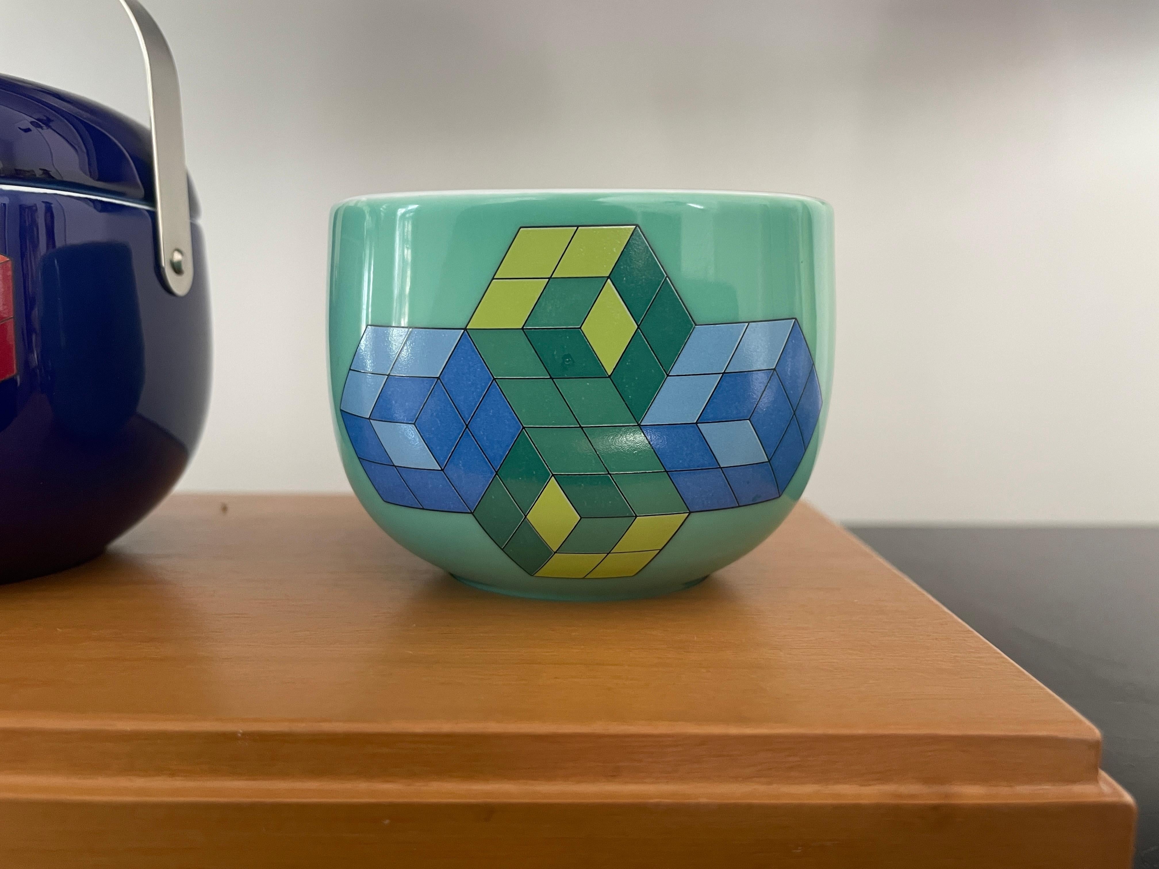 Vasarely Three-Part Miniature Crockery, Rosenthal, 1970, Ceramic Vintage Mid For Sale 2