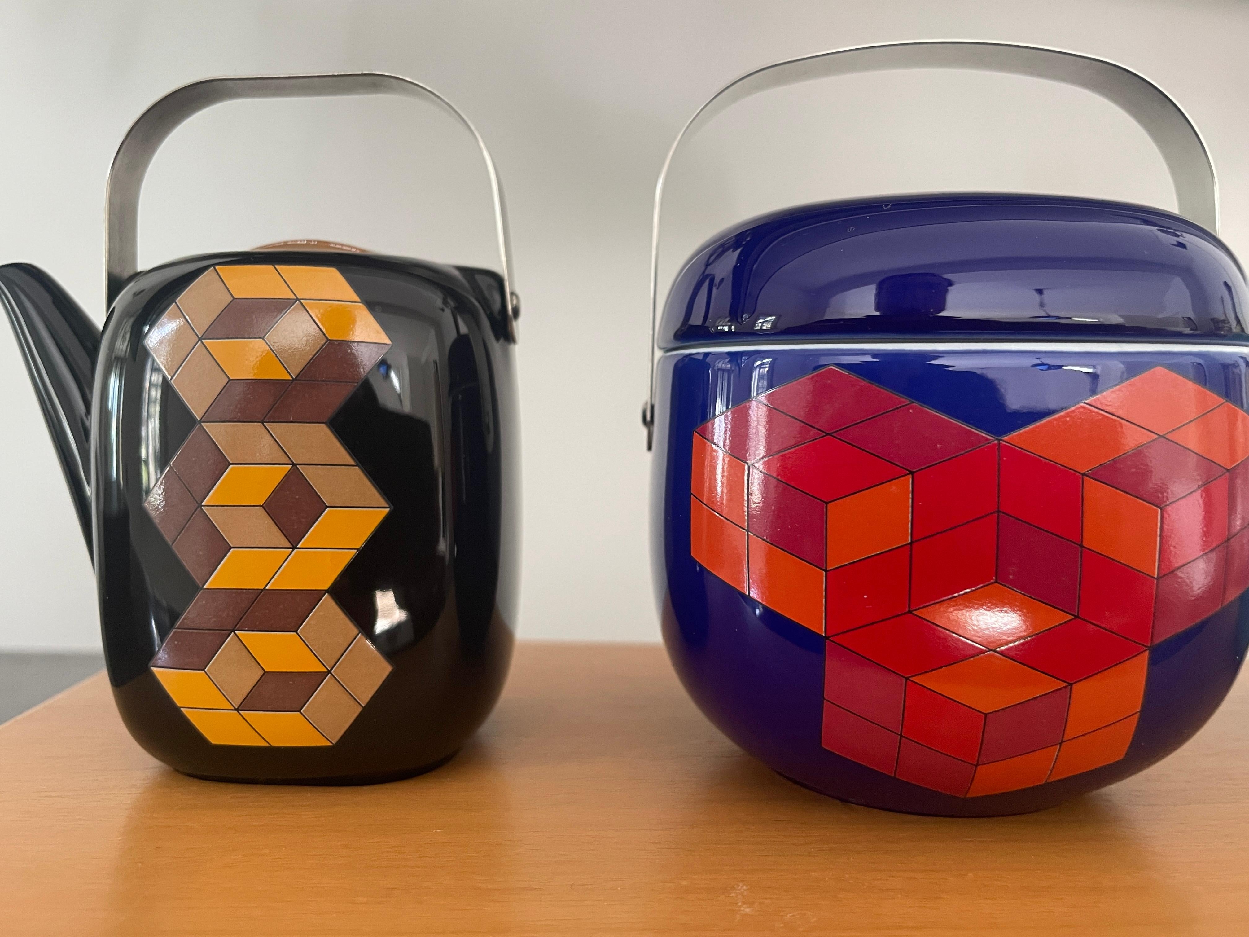 Vasarely Three-Part Miniature Crockery, Rosenthal, 1970, Ceramic Vintage Mid For Sale 3