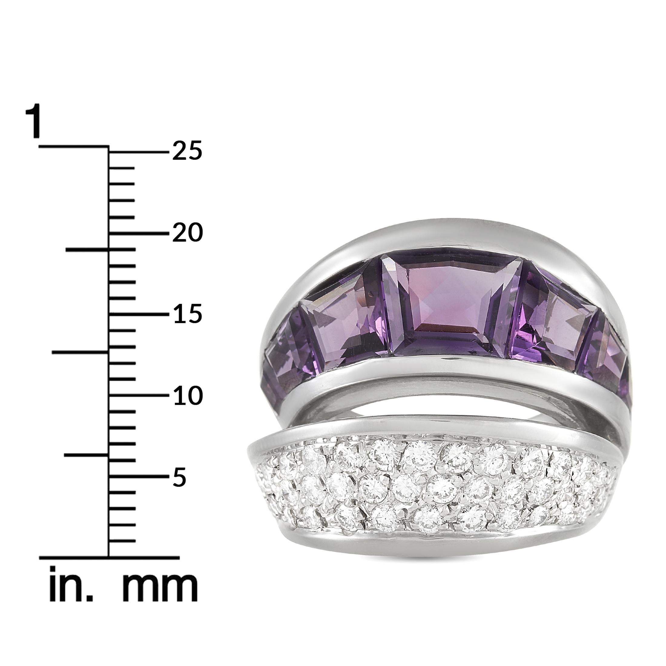 Vasari 18k White Gold 1.25 Ct Diamond and 6.50 Ct Amethyst Ring 1