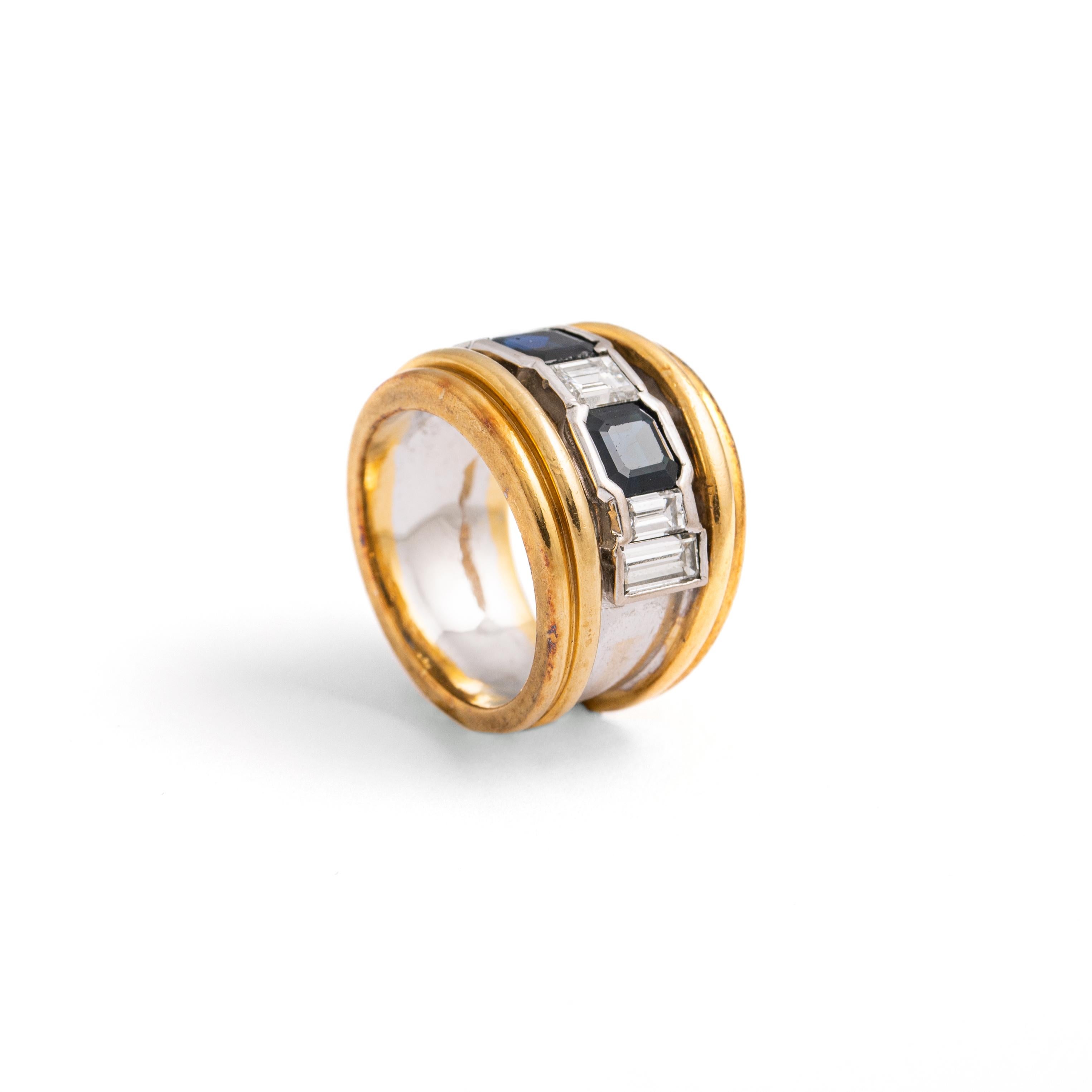 Vasari Sapphire Diamond Gold 18k Ring In Good Condition For Sale In Geneva, CH