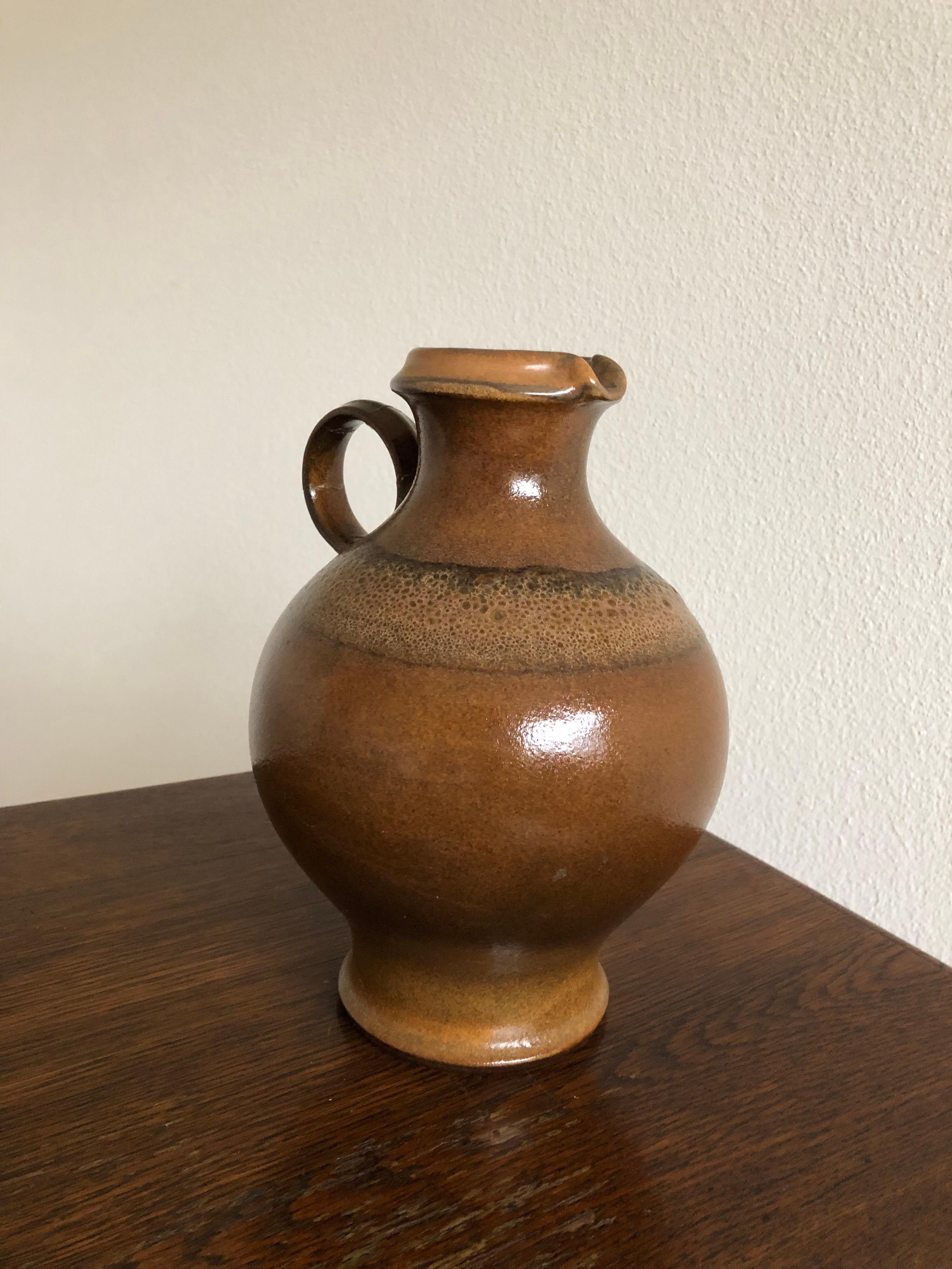 German Vase 1814 Hutschenreuther Pottery Ceramic Brown Vase 1960s-1970s, Bavaria