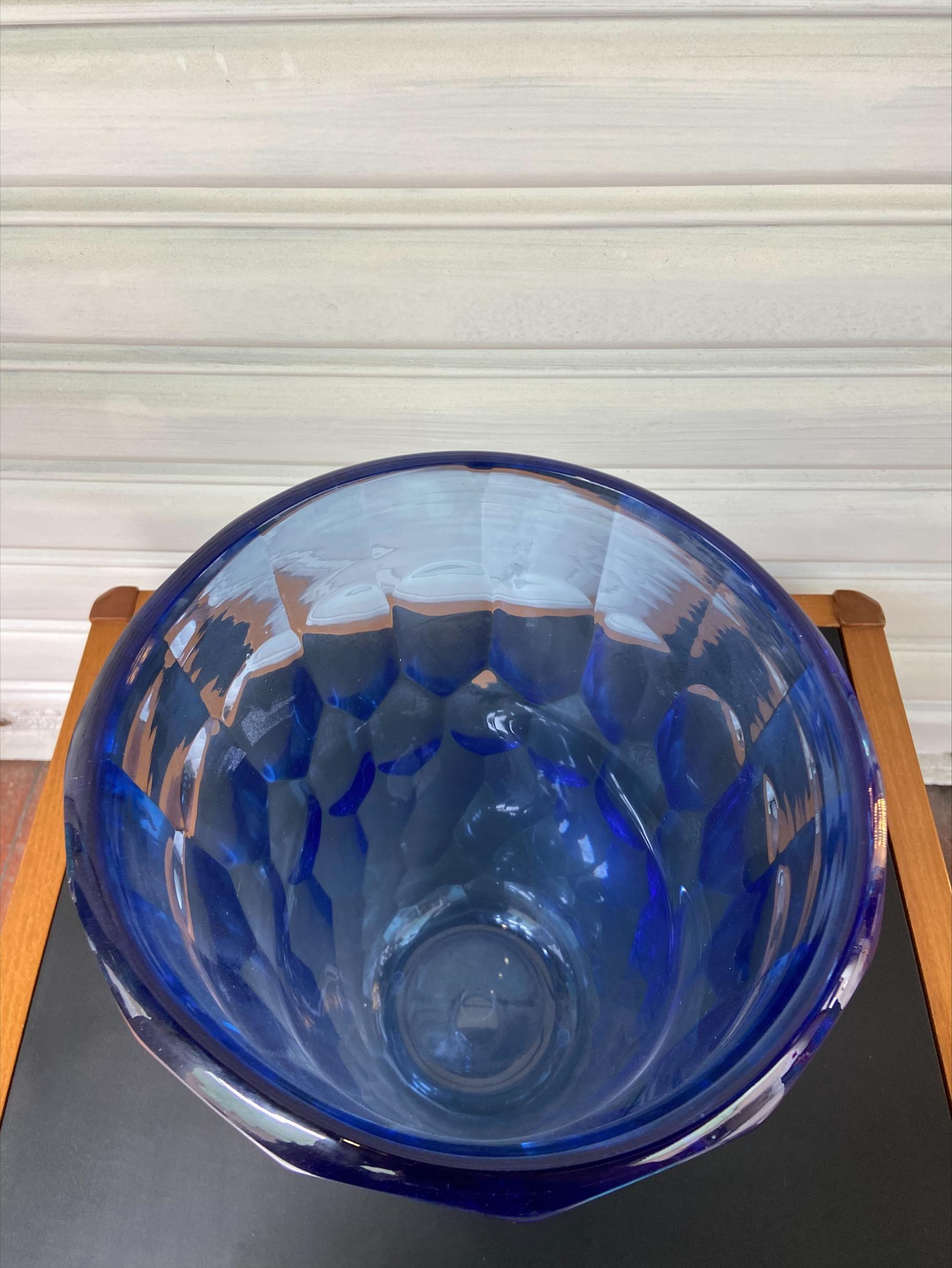 Italian Vase, Alberto Dona Blue Murano Glass For Sale