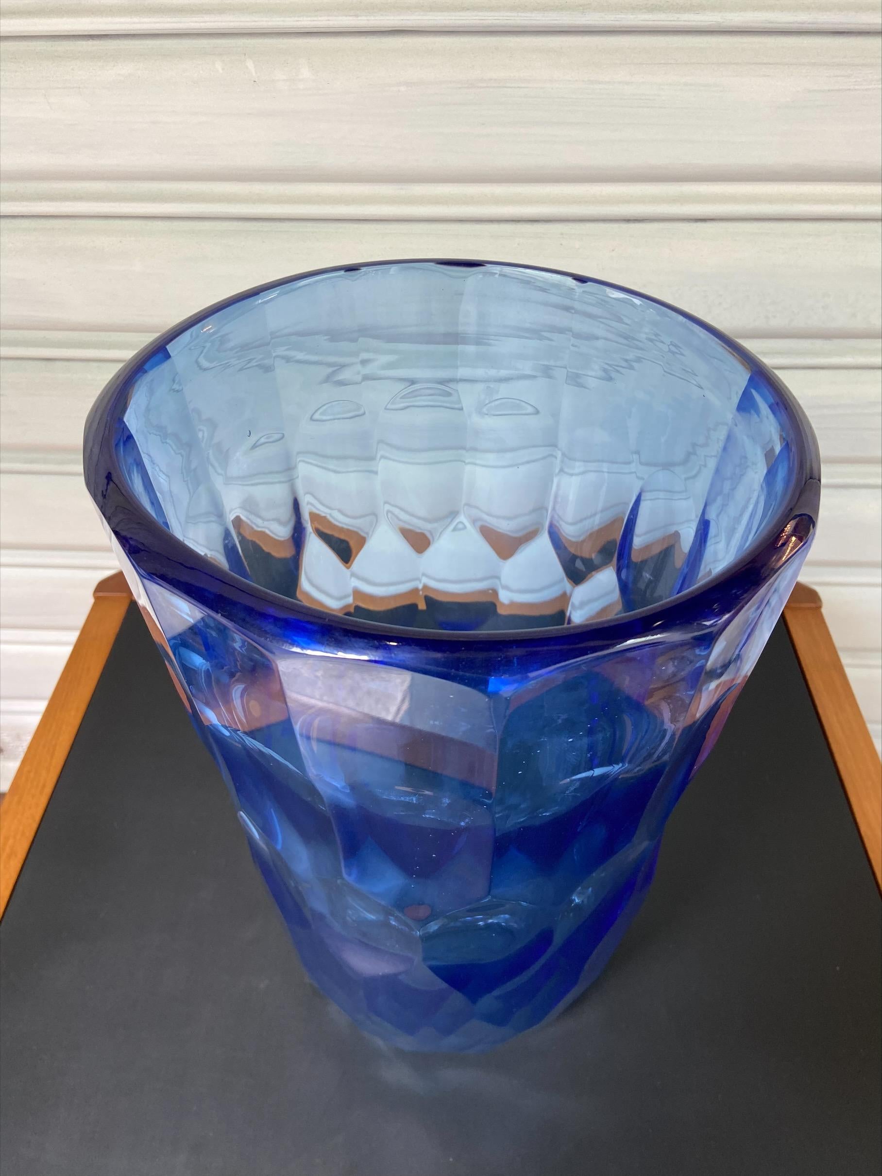 Vase, Alberto Dona Blue Murano Glass In Good Condition For Sale In Saint ouen, FR