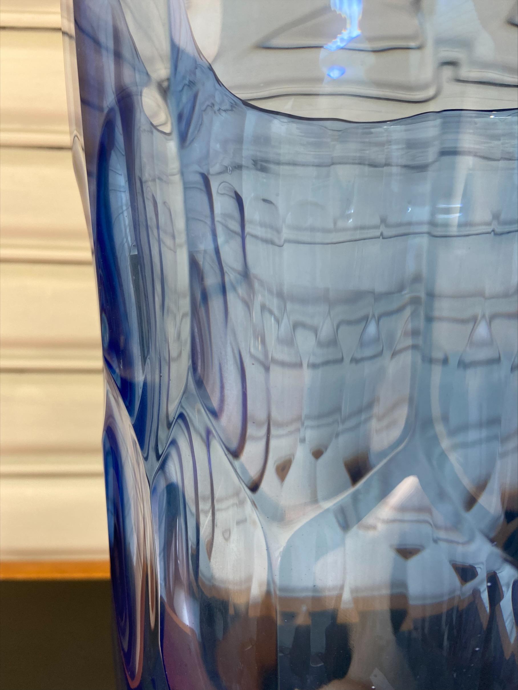 Late 20th Century Vase, Alberto Dona Blue Murano Glass For Sale