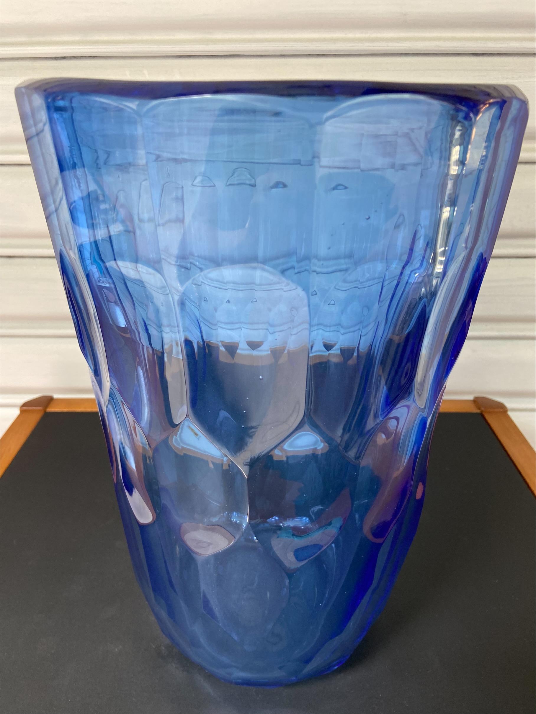 Vase, Alberto Dona Blue Murano Glass For Sale 1