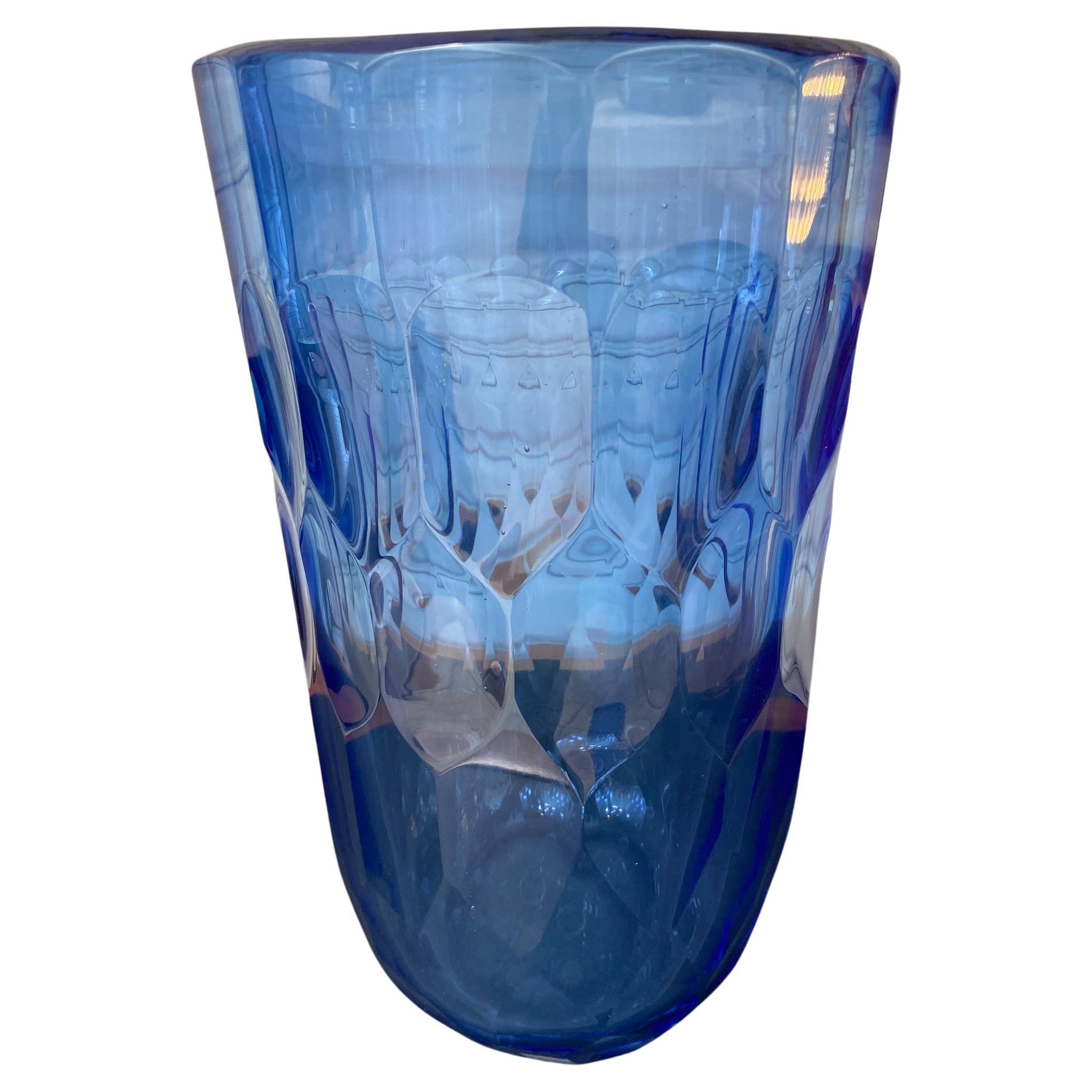 Vase, verre de Murano bleu d'Alberto Dona