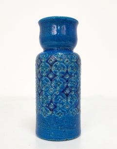 Vase Aldo Londi:: céramique Bitossi:: bleu Rimini:: Italie:: années 1960