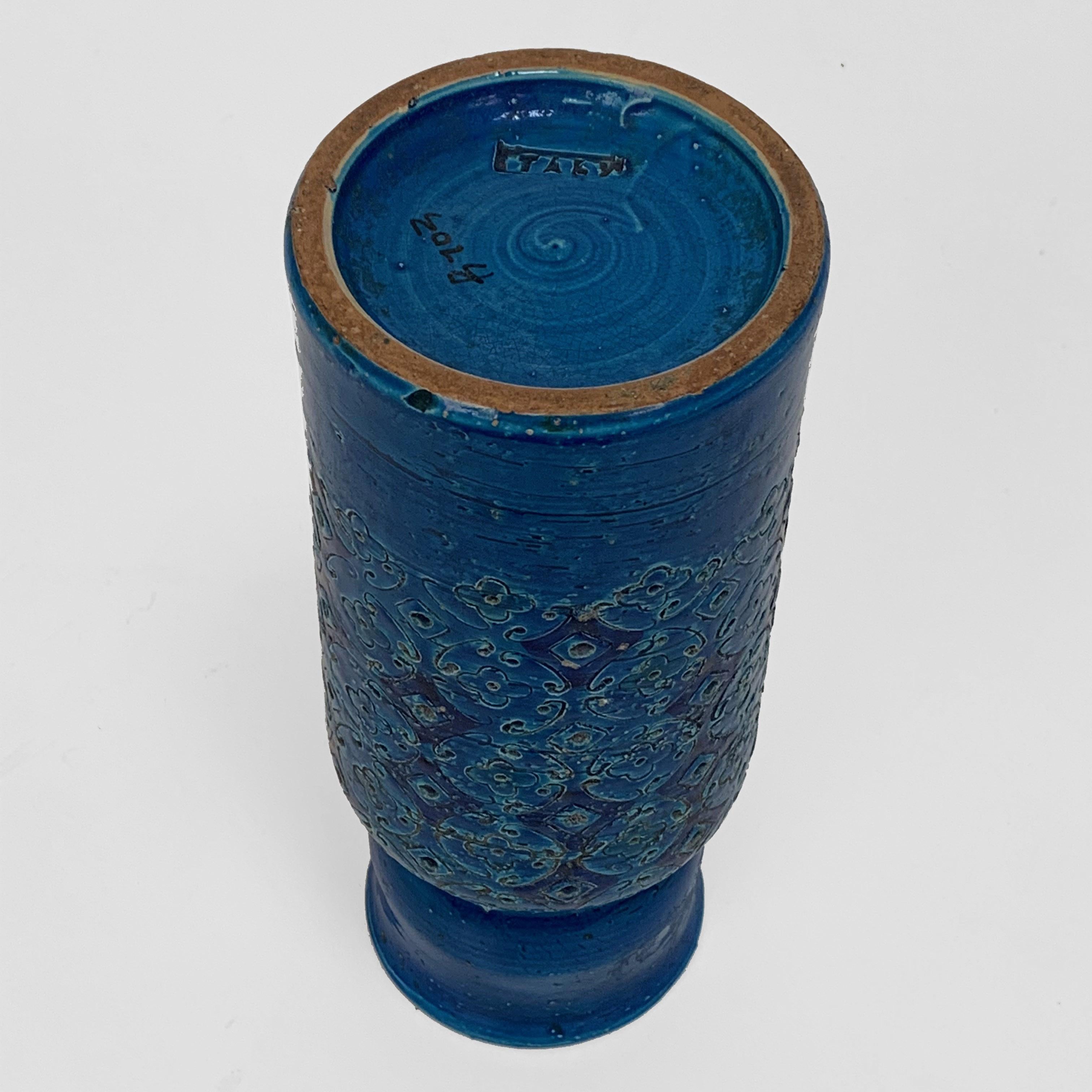 Mid-Century Modern Vase Aldo Londi, Bitossi Ceramics, Rimini Blue, Italy, 1960s