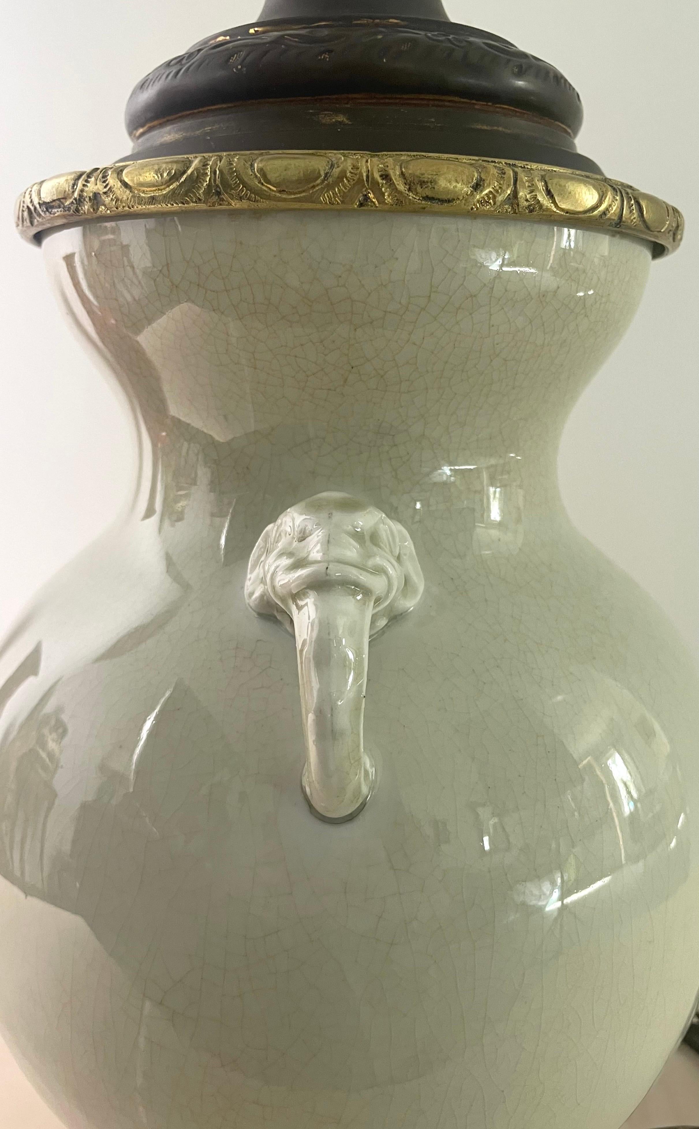 Vase and Lamp Cracked Glazed Chinese Porcelain White Ivory, Qing, China 19th C For Sale 6