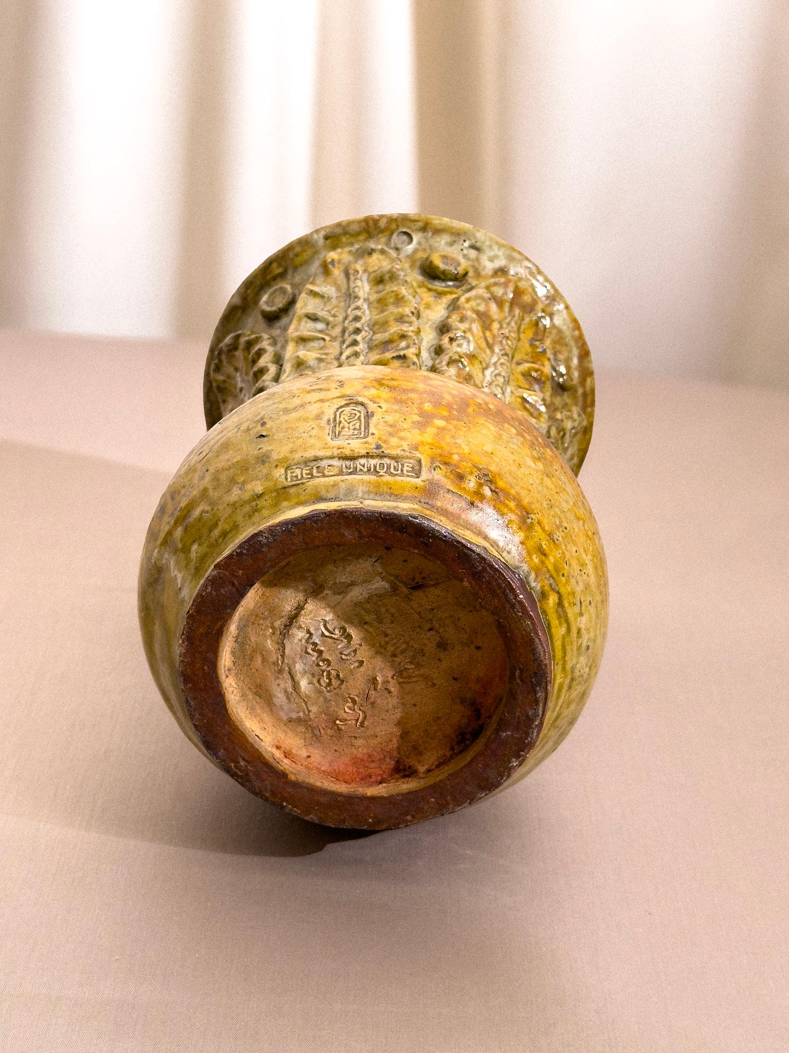 French Unique Glazed Ceramic Vase by André Rozay, France, 1960s For Sale