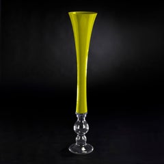 Vase Annalisa, Apple Green and Clear Color, in Glass, Italy