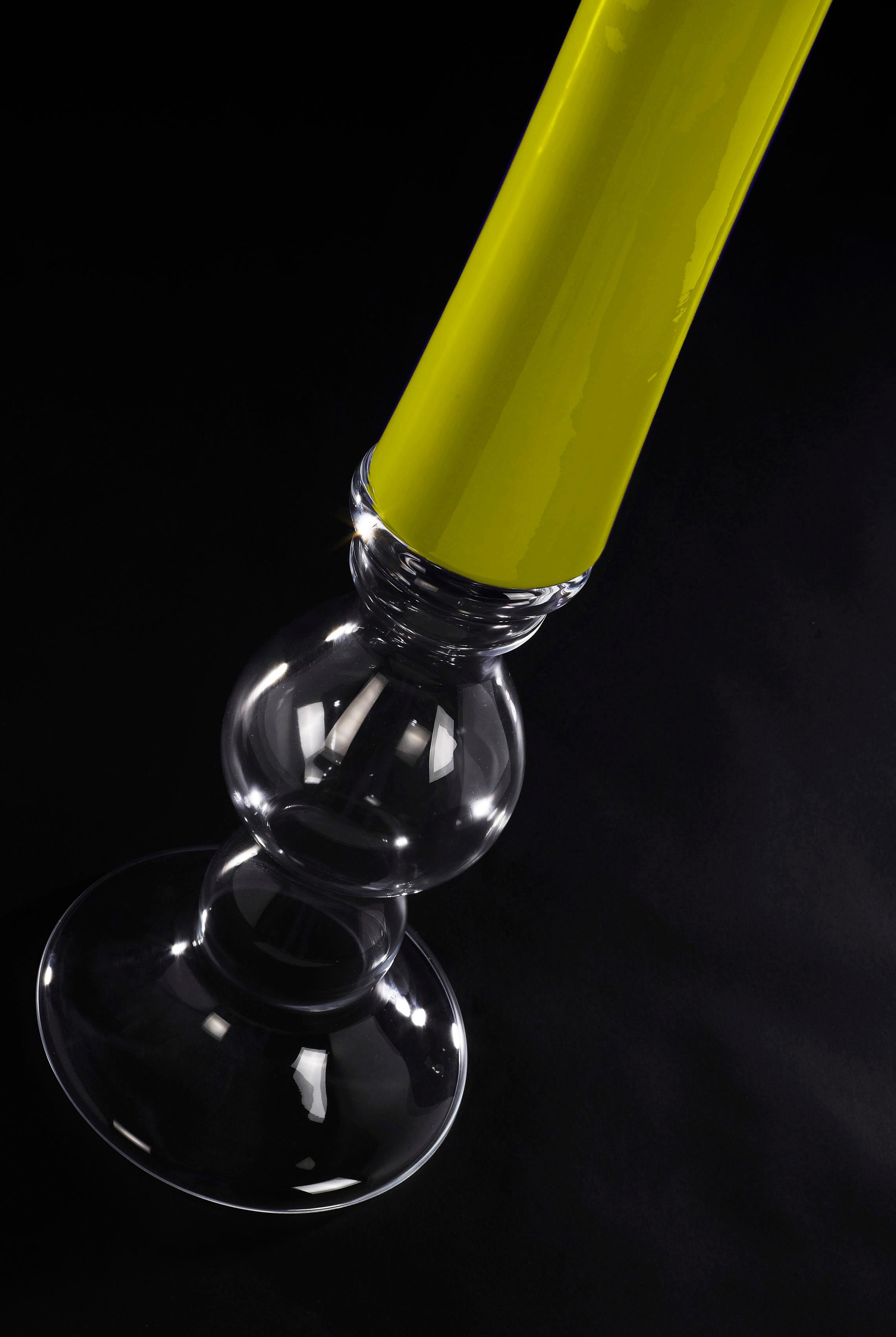 Modern Vase Annalisa, Apple Green and Clear Color, in Glass, Italy For Sale