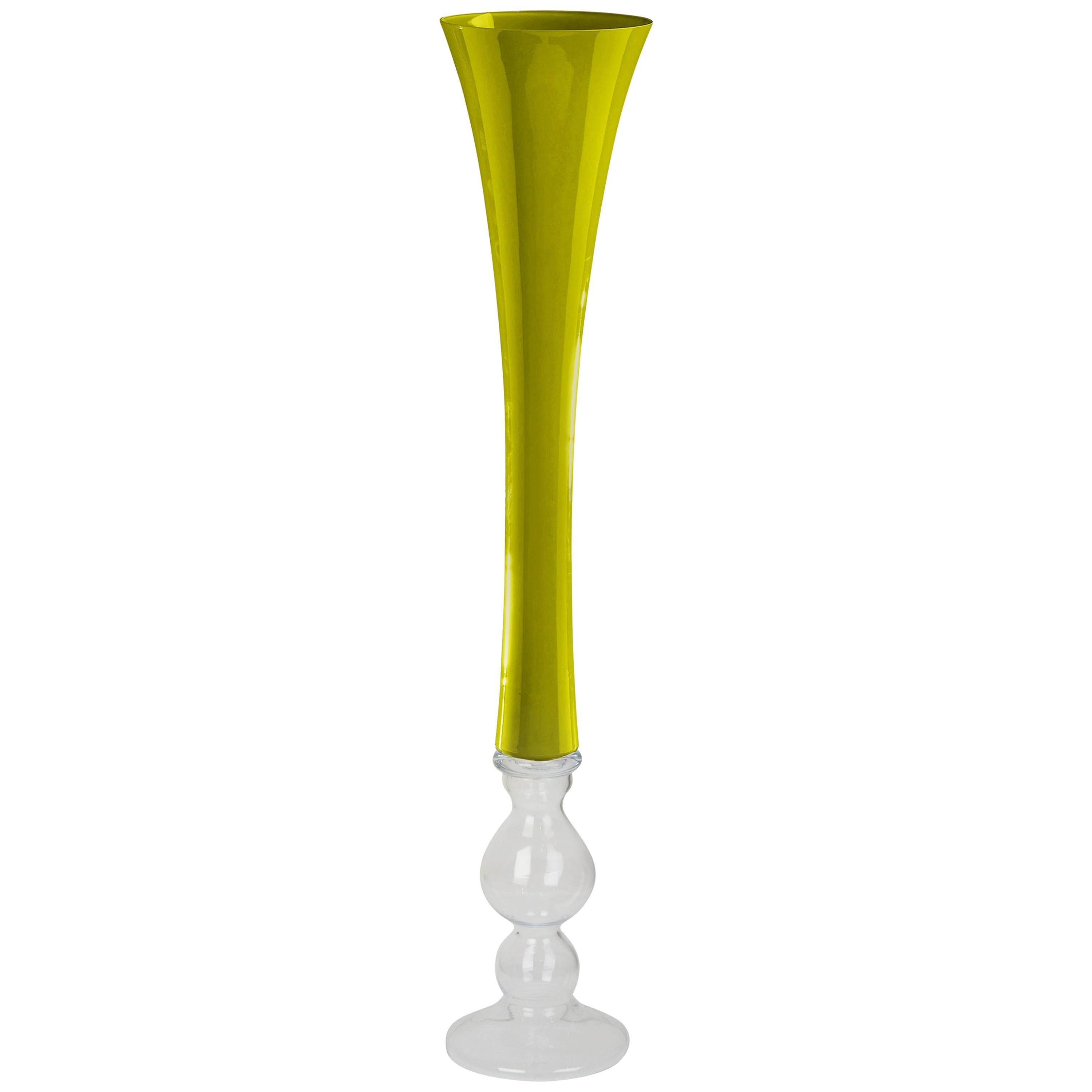 Vase Annalisa, Apple Green and Clear Color, in Glass, Italy