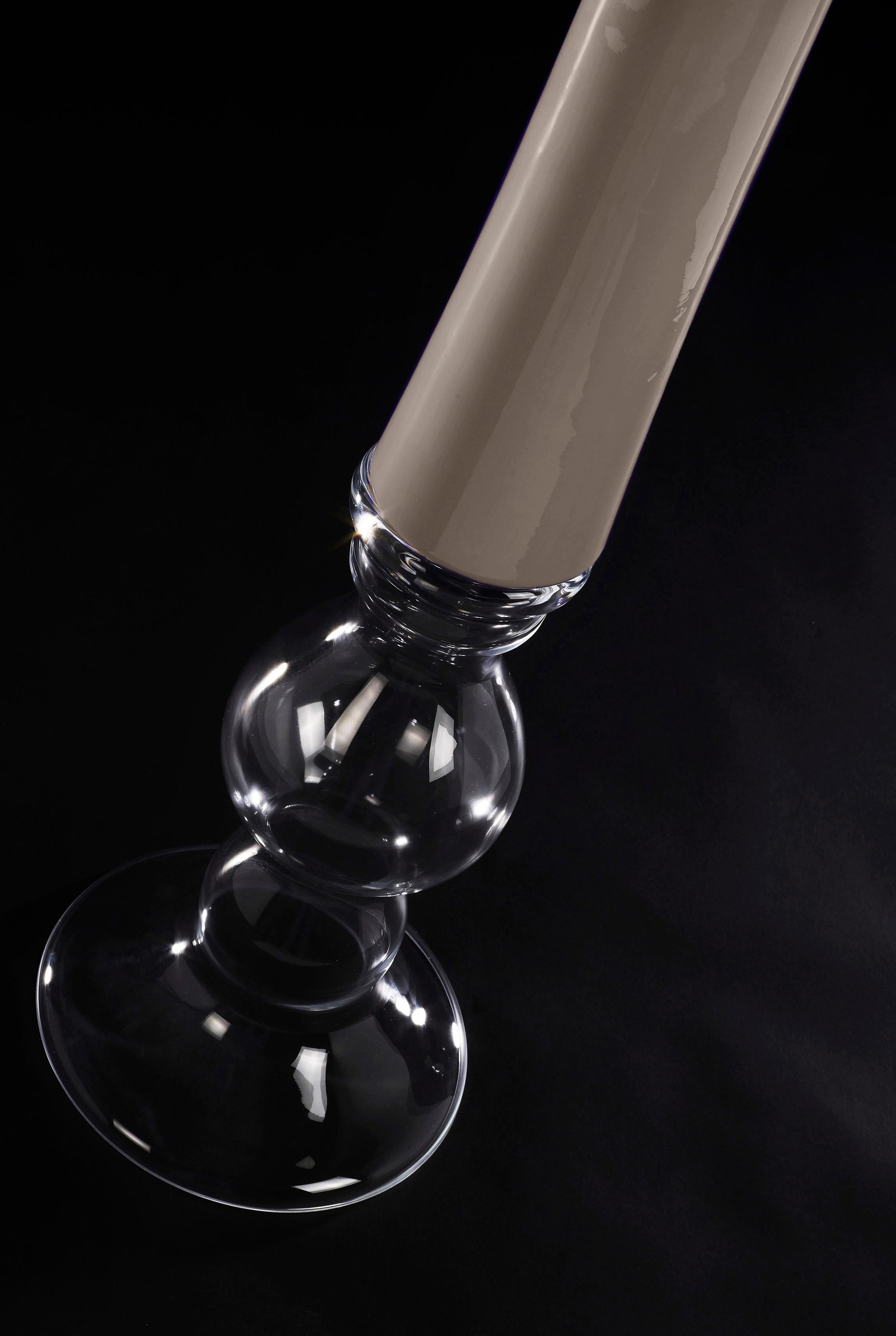 Moderne Vase Annalisa:: couleur colombe et clair:: en verre:: Italie en vente