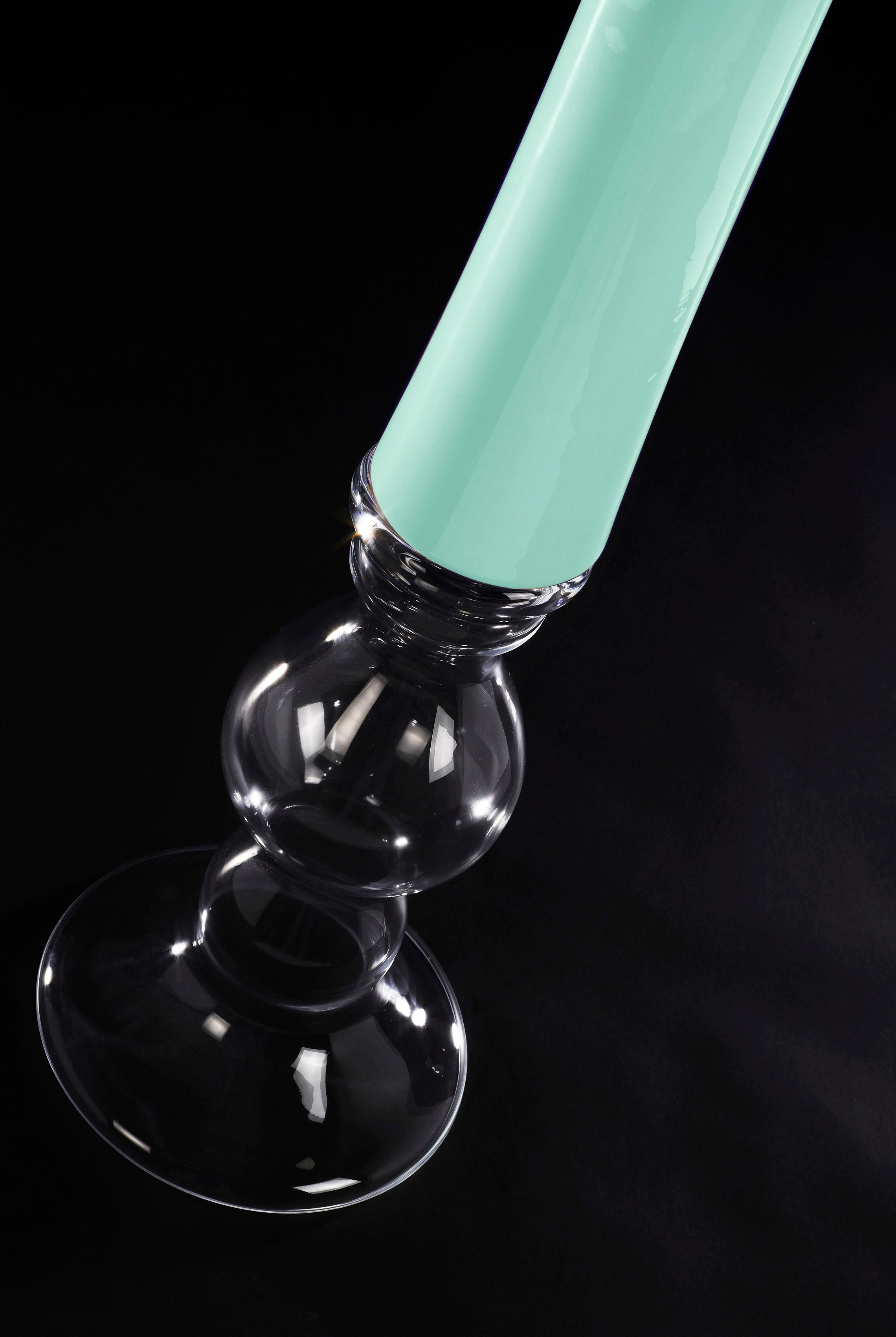 Modern Vase Annalisa, Neo Mint, 2020 Trend, and Clear Color, in Glass, Italy For Sale