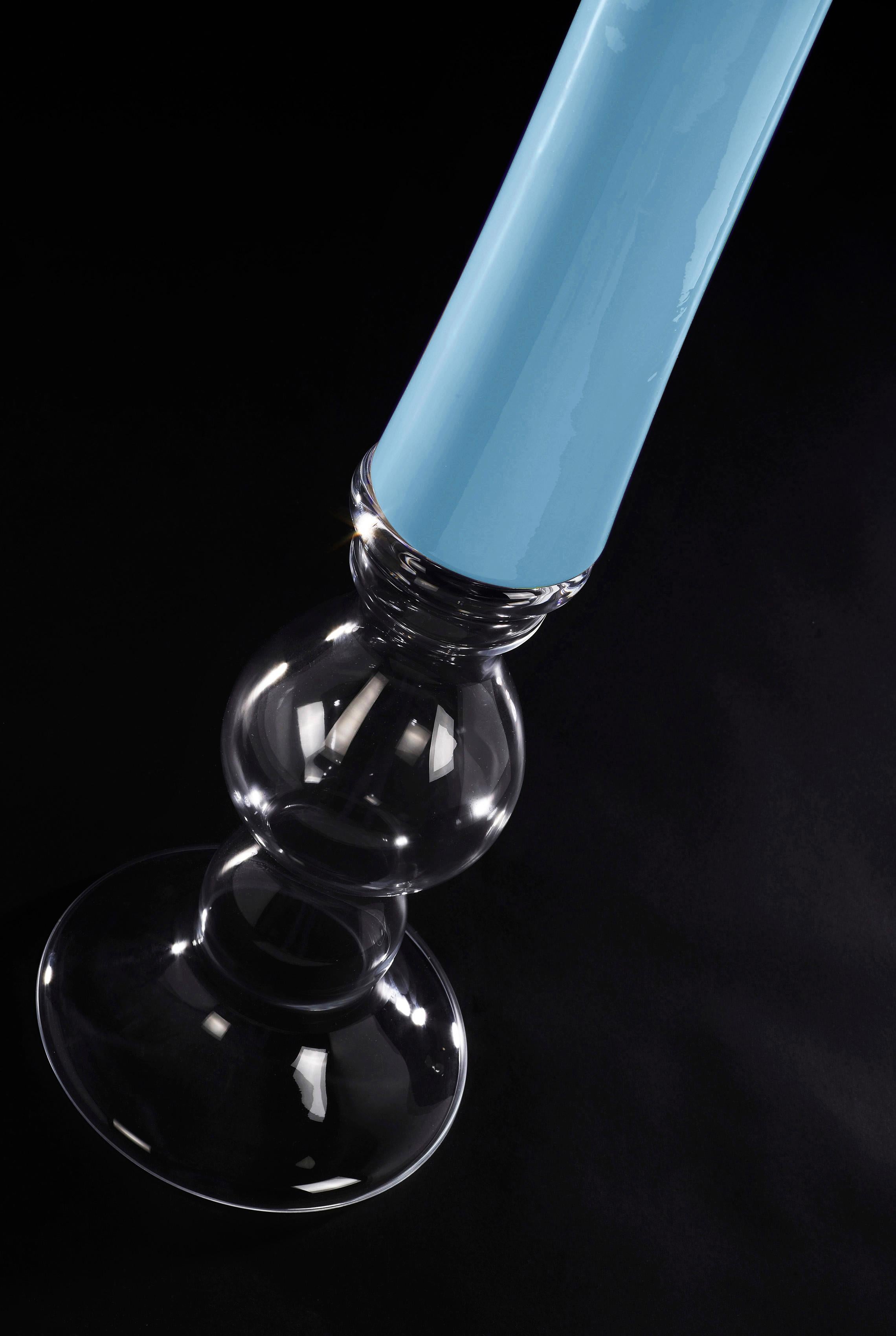 Modern Vase Annalisa, Purist Blue, 2020 Trend, and Clear Color, in Glass, Italy For Sale