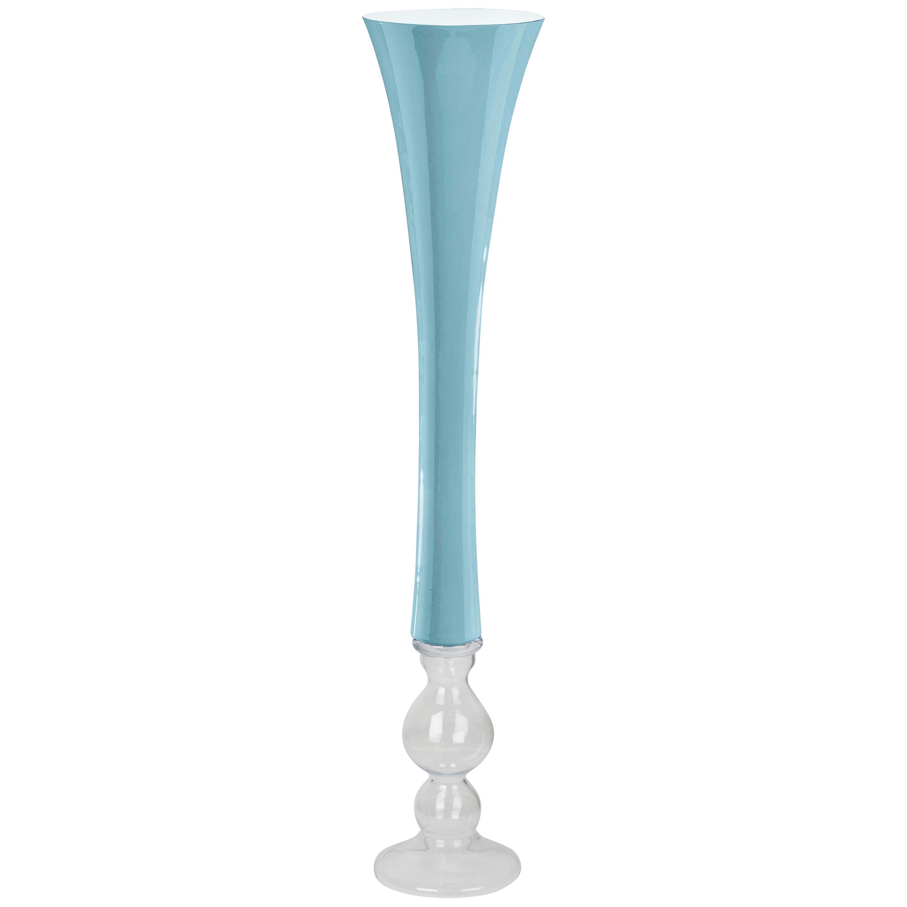 Vase Annalisa, Purist Blue, 2020 Trend, and Clear Color, in Glass, Italy For Sale