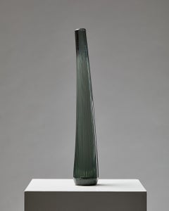 Mid-Century Swedish Vase – Elongated Ribbed Glass Design, 1950s