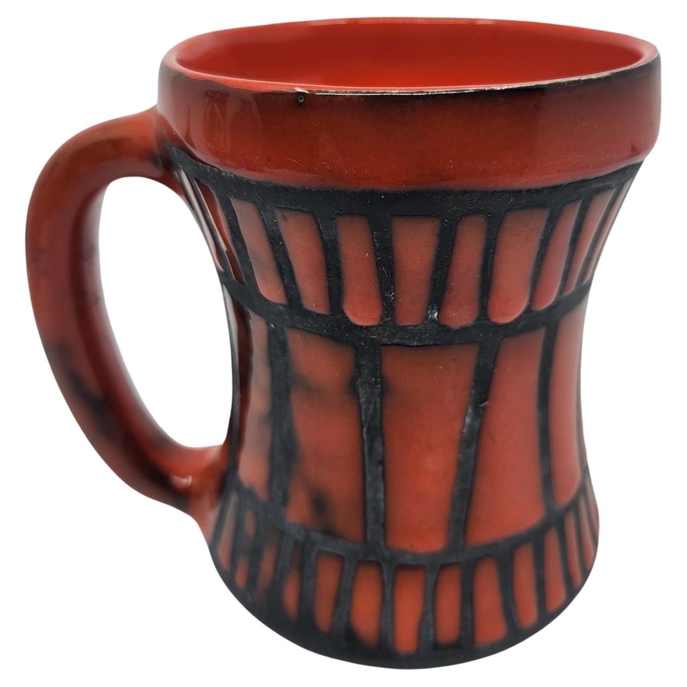 Vase ansé Roger Capron en céramique Rouge Vallauris French Riviera France 1950