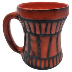 Vase ansé Roger Capron en céramique Rouge Vallauris French Riviera France 1950