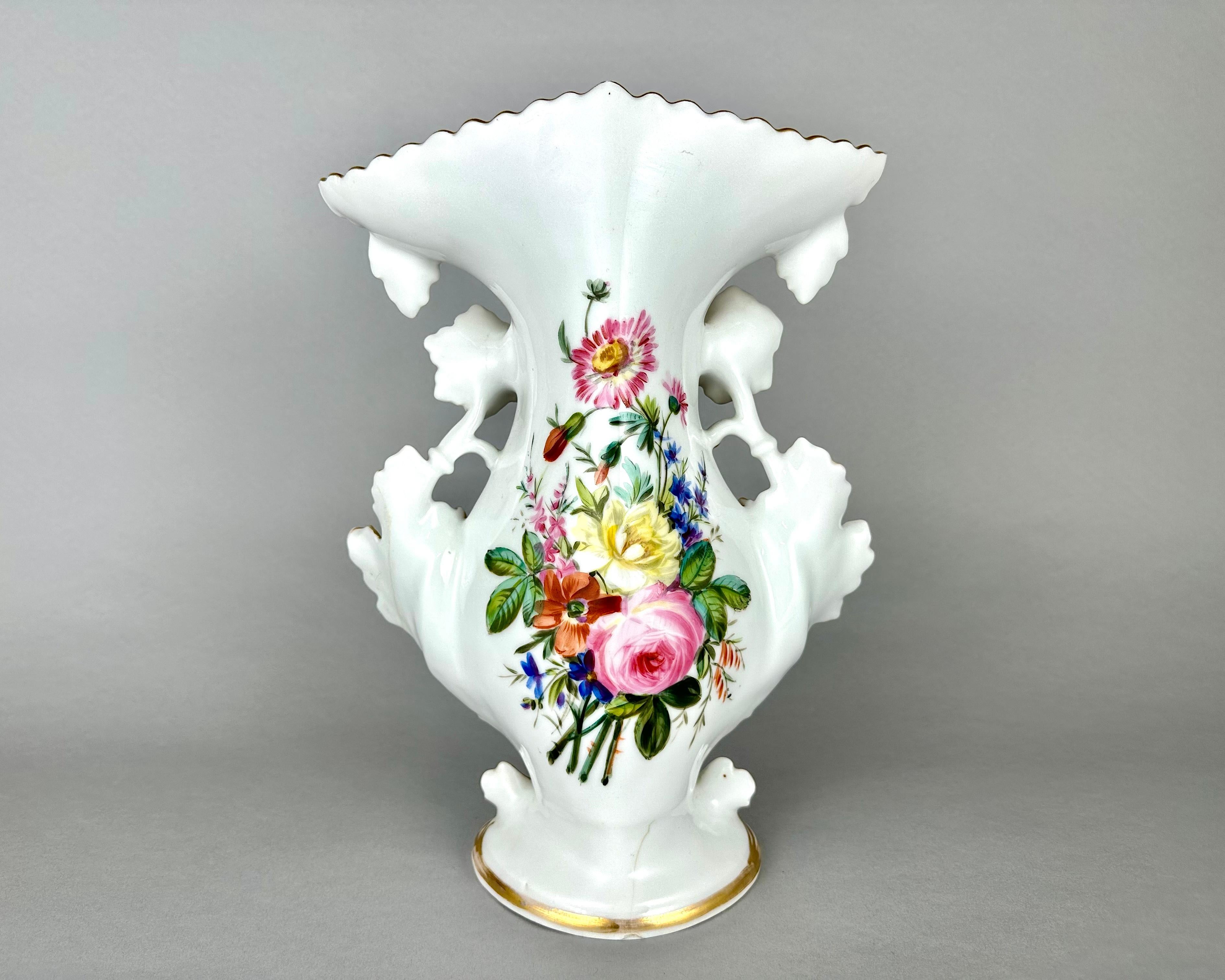 Rococo Vase Antique Old Paris Hand Painted Parisian Romantic Scene France 19th Century For Sale