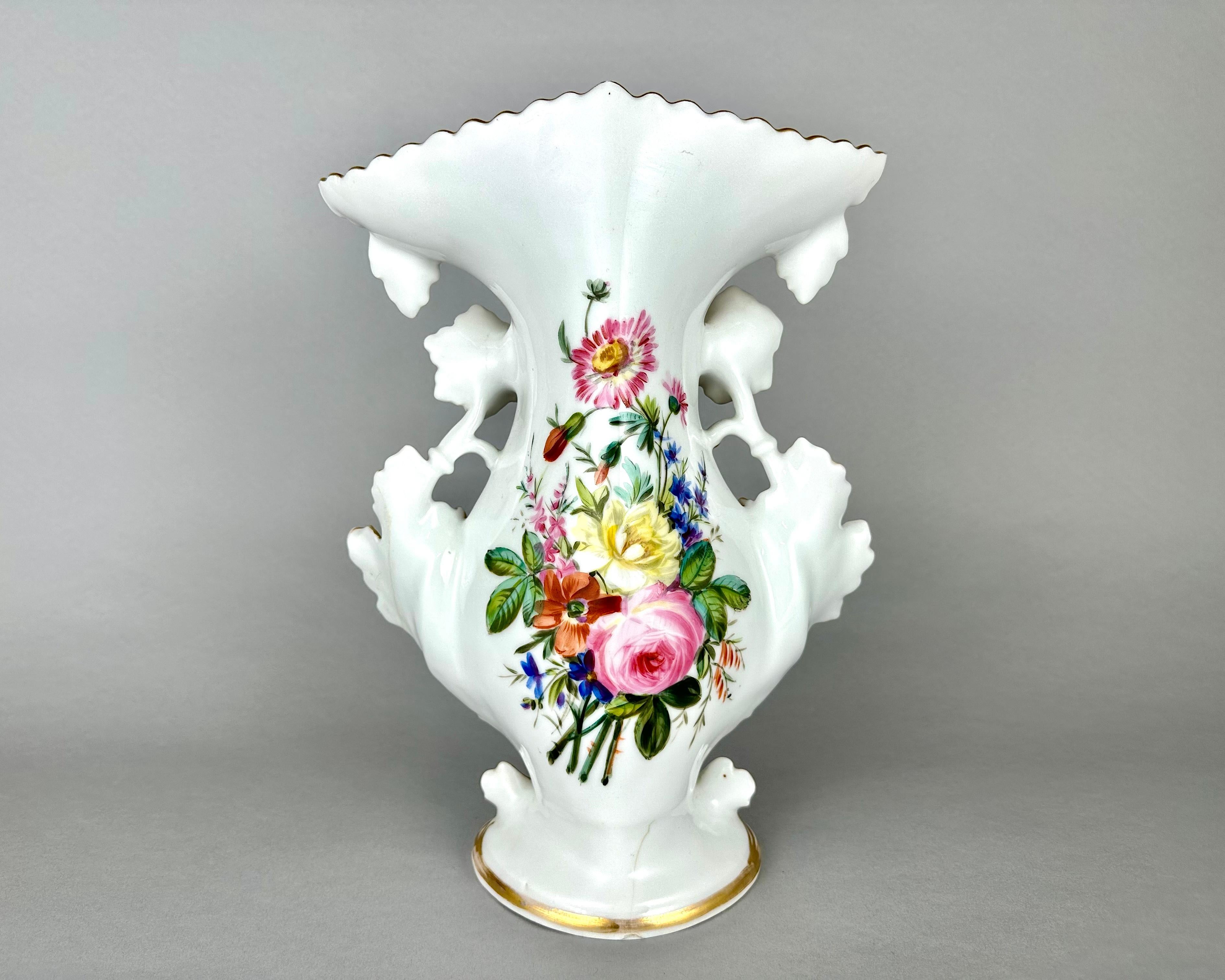 Rococo Vase Antique Old Paris Hand Painted Parisian Romantic Scene France 19th Century For Sale