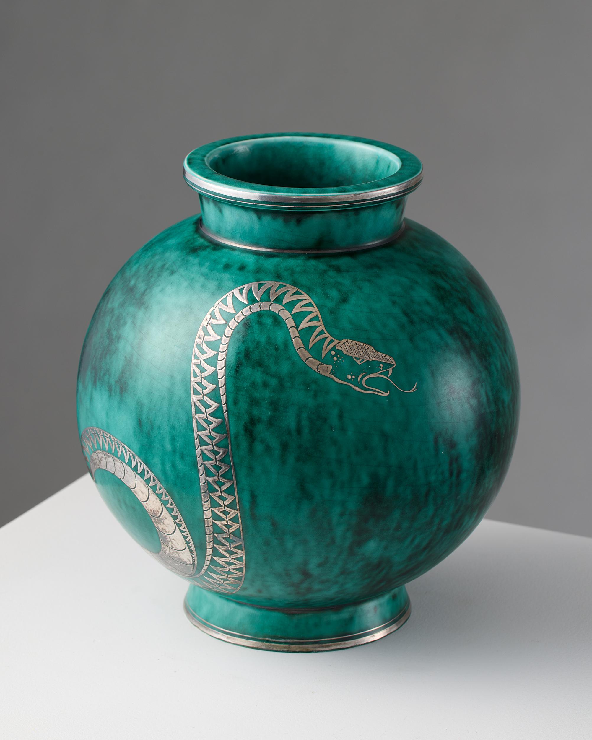 Mid-20th Century Vase ‘Argenta’ designed by Wilhelm Kåge for Gustavsberg, Sweden 1930s