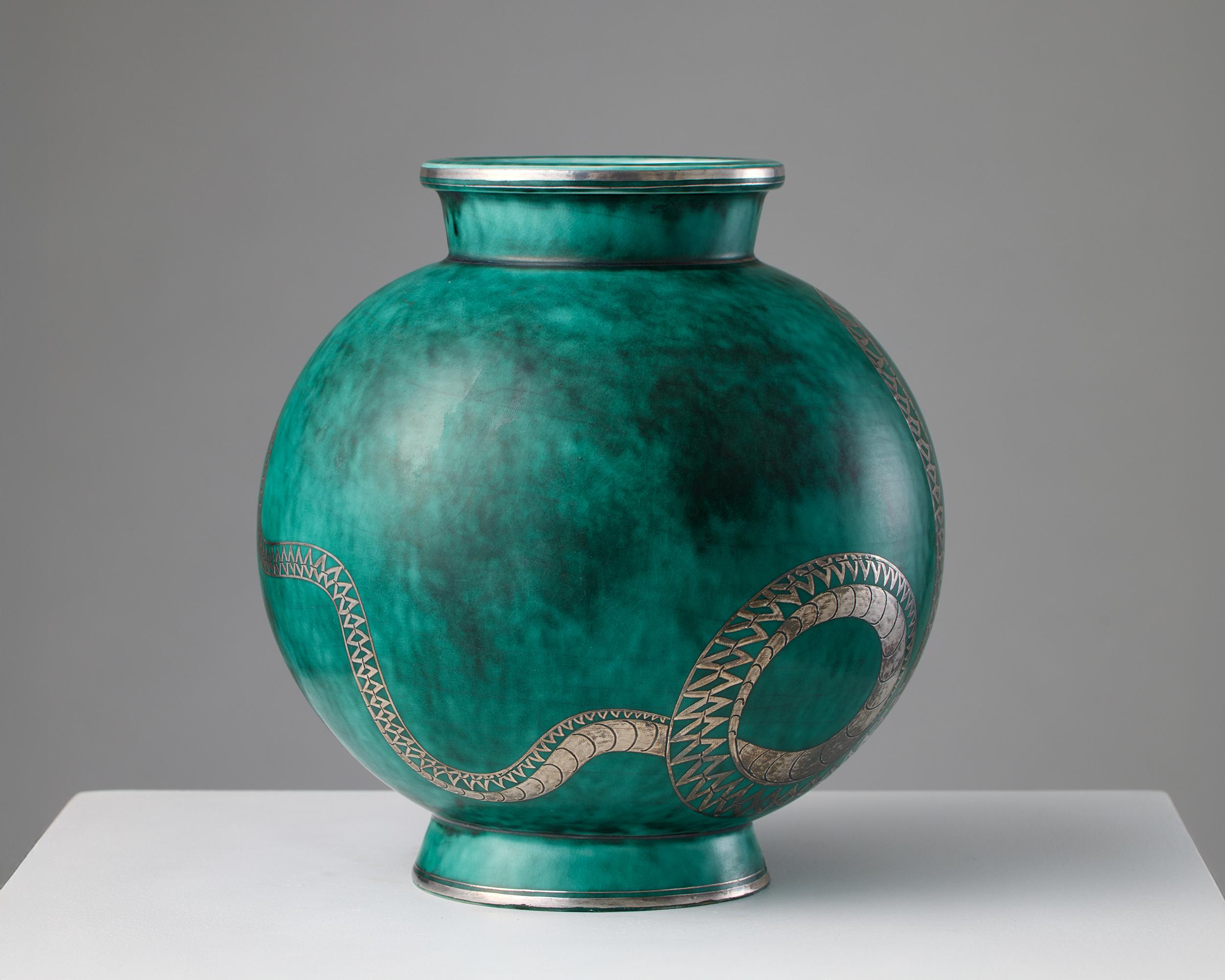 Stoneware Vase ‘Argenta’ designed by Wilhelm Kåge for Gustavsberg, Sweden 1930s
