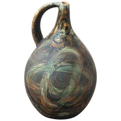 Torido Mazzotti Albisola, 1950er Jahre, Gold, Grün, Orange, Futuristische Vase, Kunstkeramik