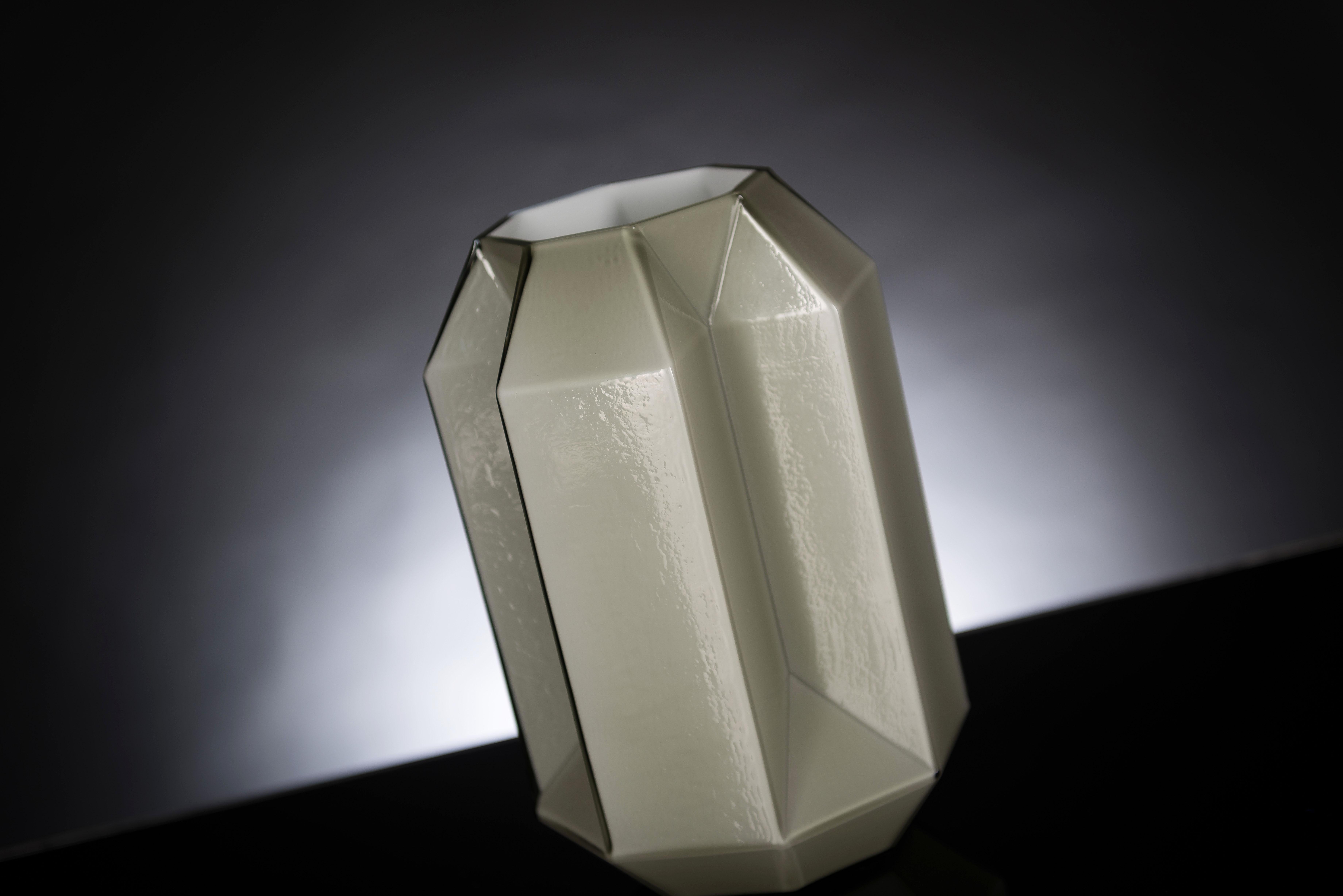 Modern Vase Asolo Multifaceted, Muranese Glass, Gray Colour, Italy