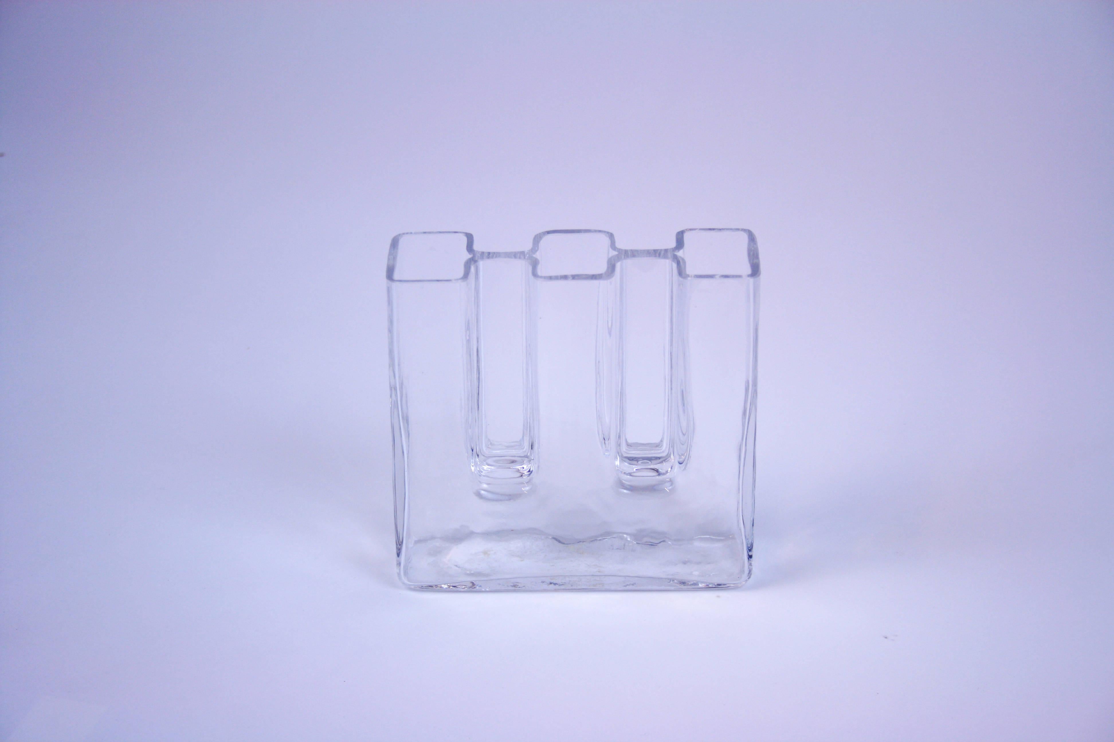 Brutalist Vase Attributed to Riedel Austria 1970s Glass Design For Sale