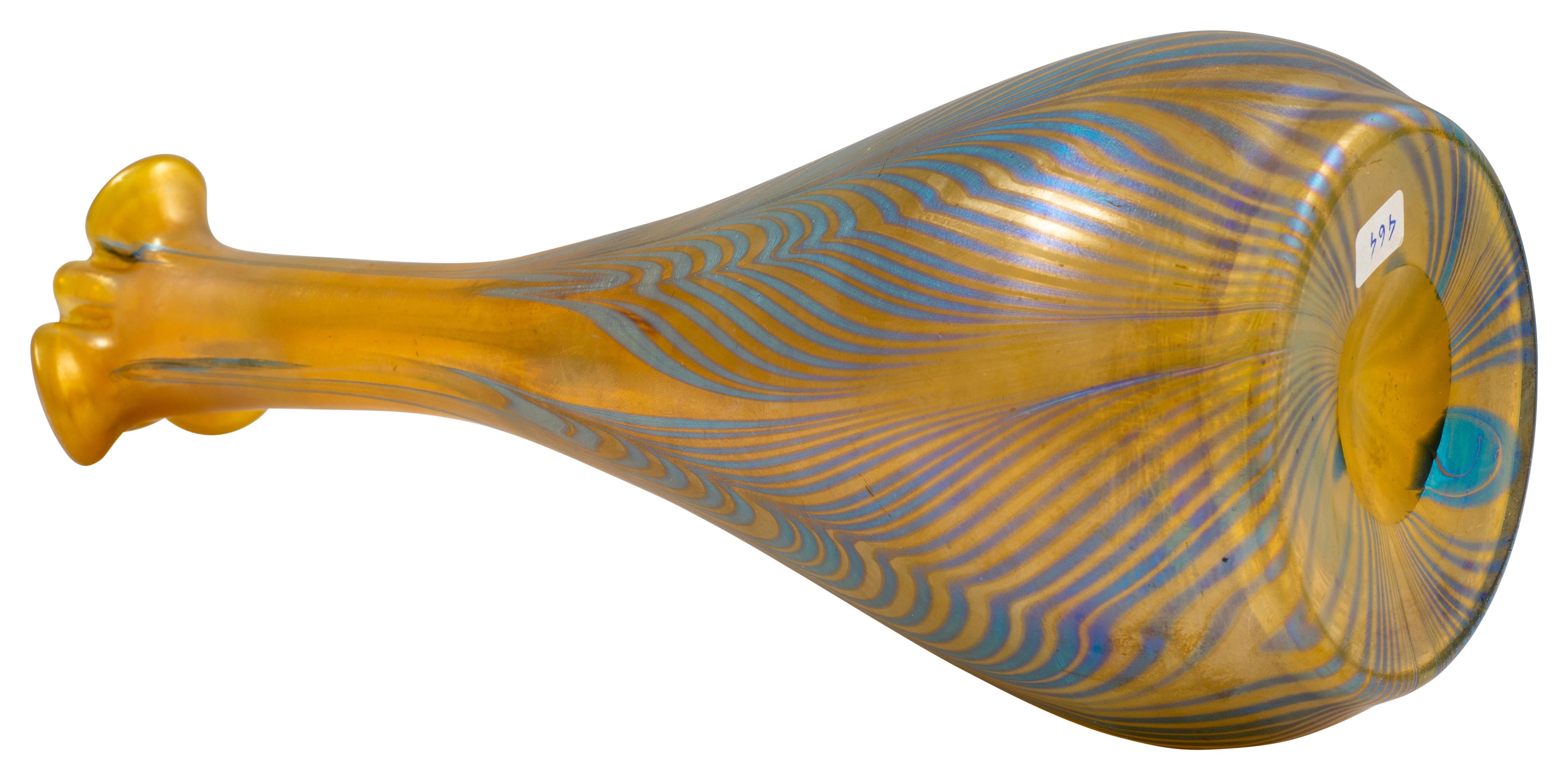 Vase Austrian Jugendstil Loetz Mouth-Blown Glass circa 1901 Blue Yellow In Good Condition For Sale In Vienna, AT