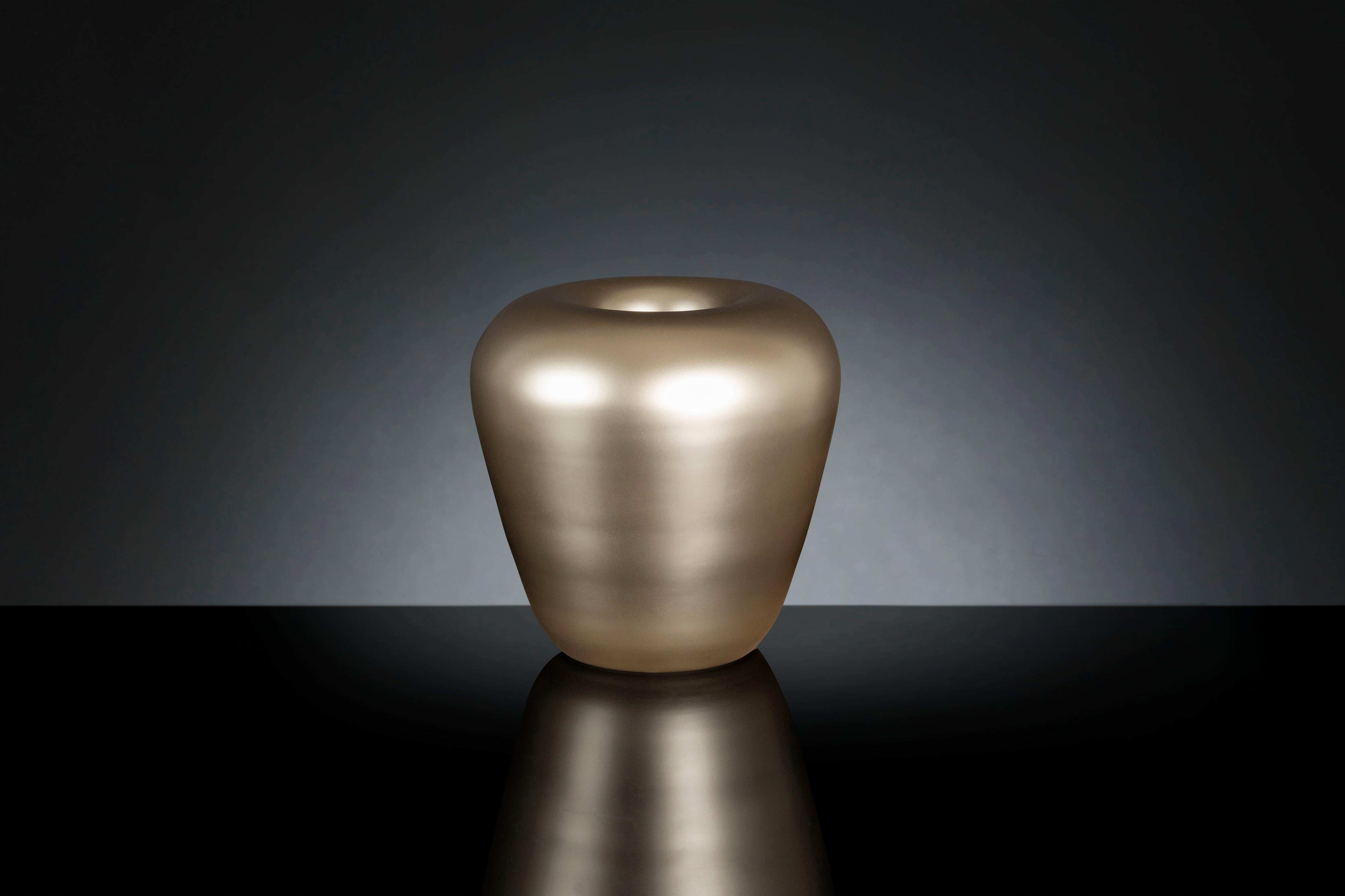 Modern Vase Bean #2, Pearly Beige Gold Color, in Glass, Italy For Sale