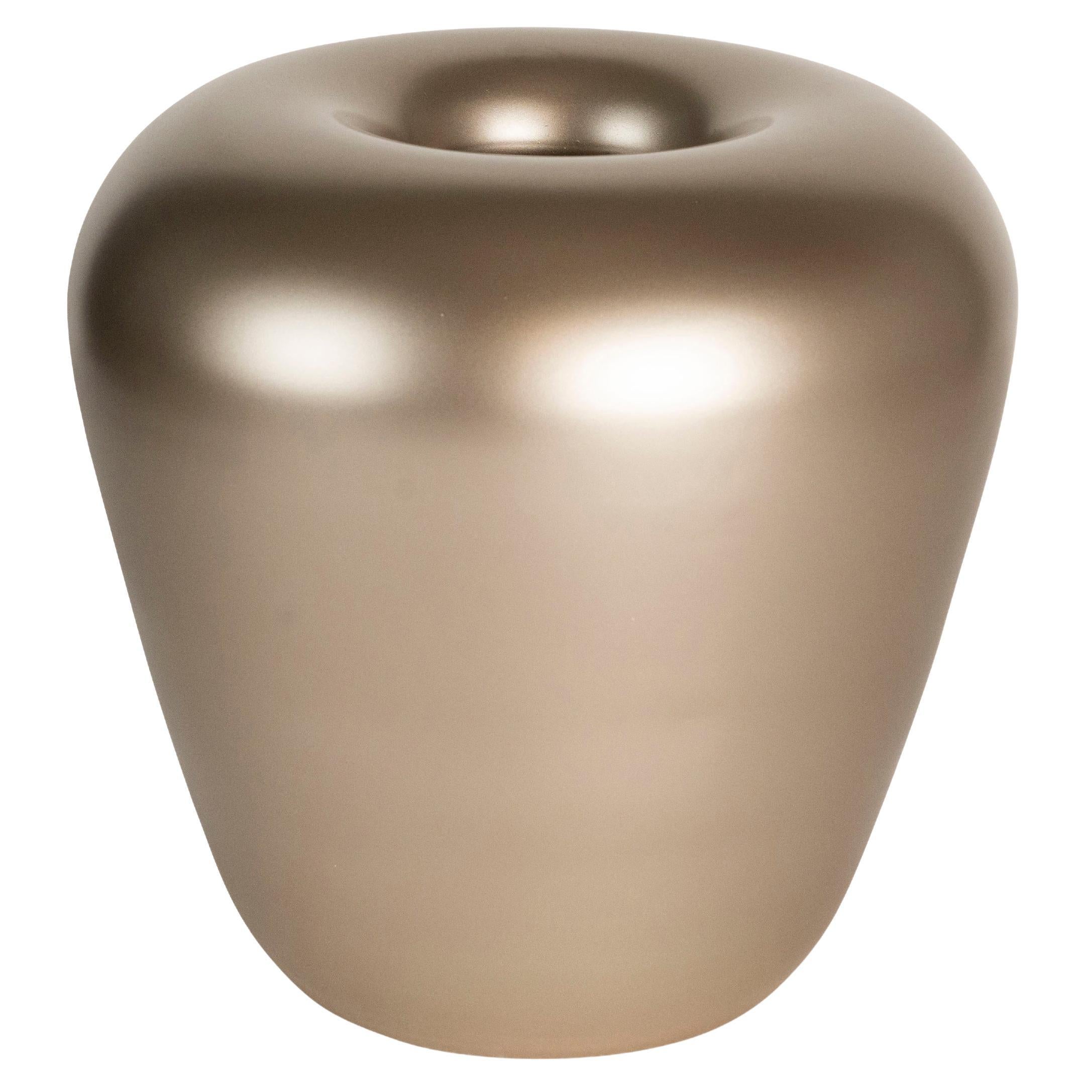 Vase Bohnen #2, Perlenbeige, Goldfarbe, in Glas, Italien im Angebot
