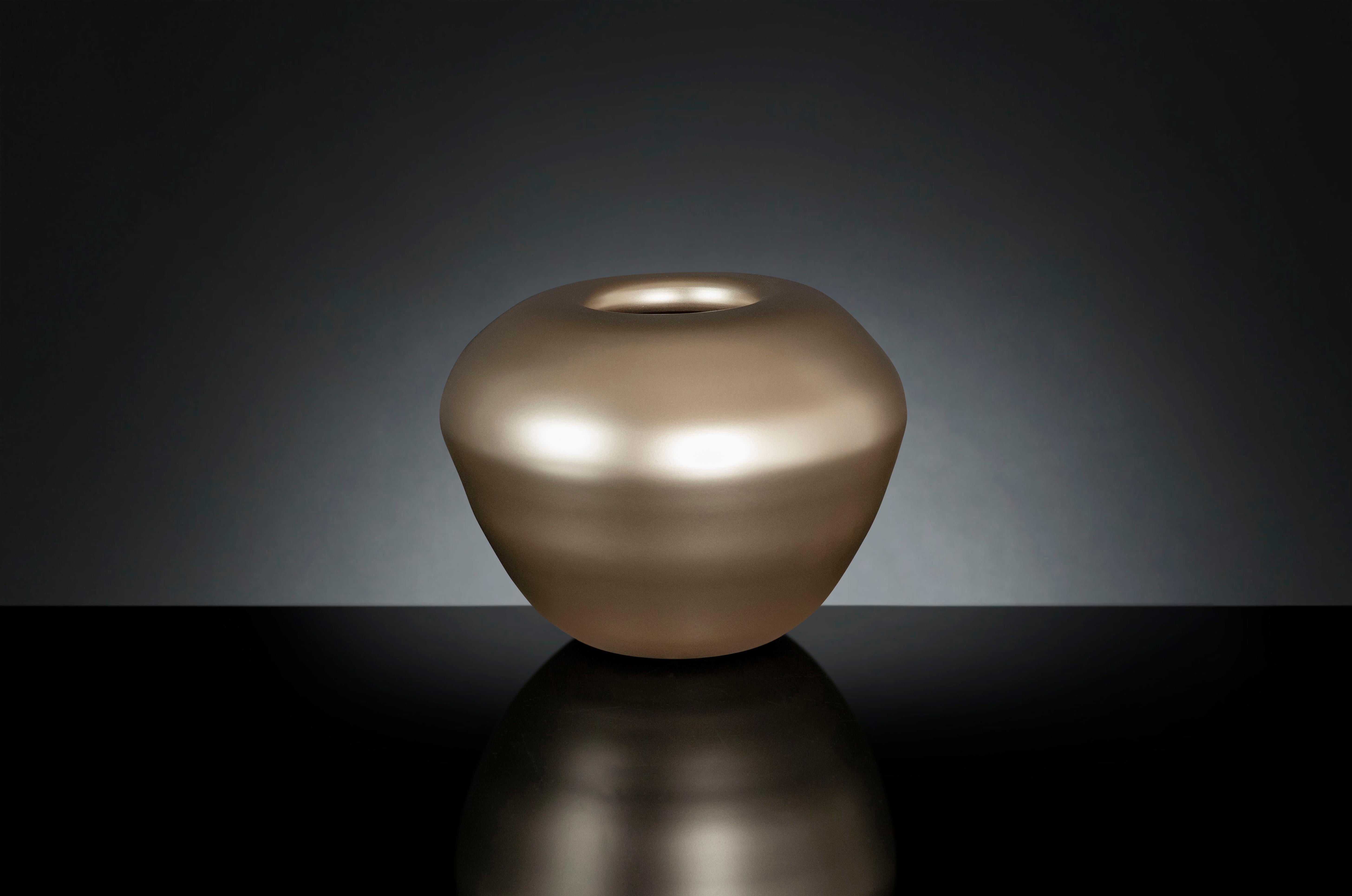 Vase Bohnen #3, Perlenbeige, Goldfarbe, in Glas, Italien (Moderne) im Angebot