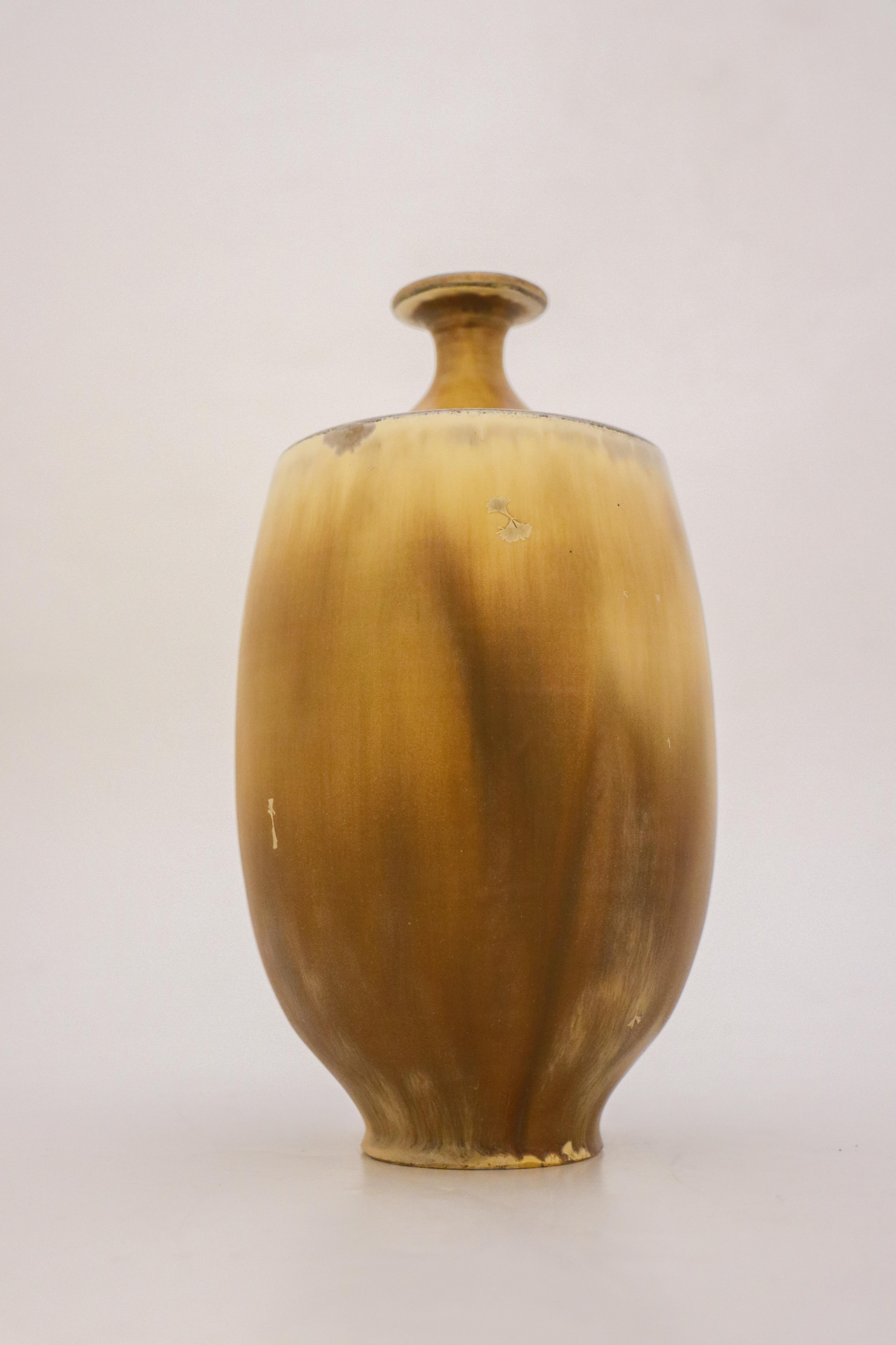 Swedish Vase Beige / Brown Crystalline Glaze Isak Isaksson Contemporary Sweden Ceramic