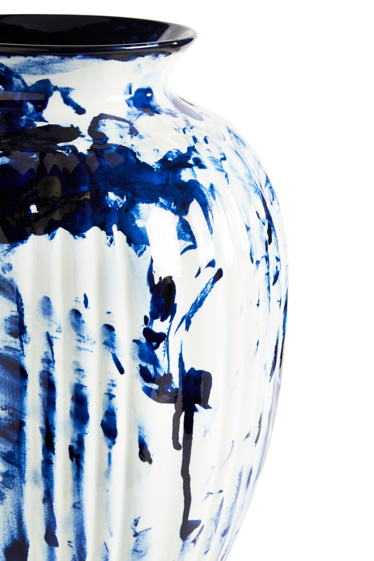 Glazed Vase Big, by Marcel Wanders, Delft Blue Hand-Painted, 2006, Unique #100039/1 For Sale