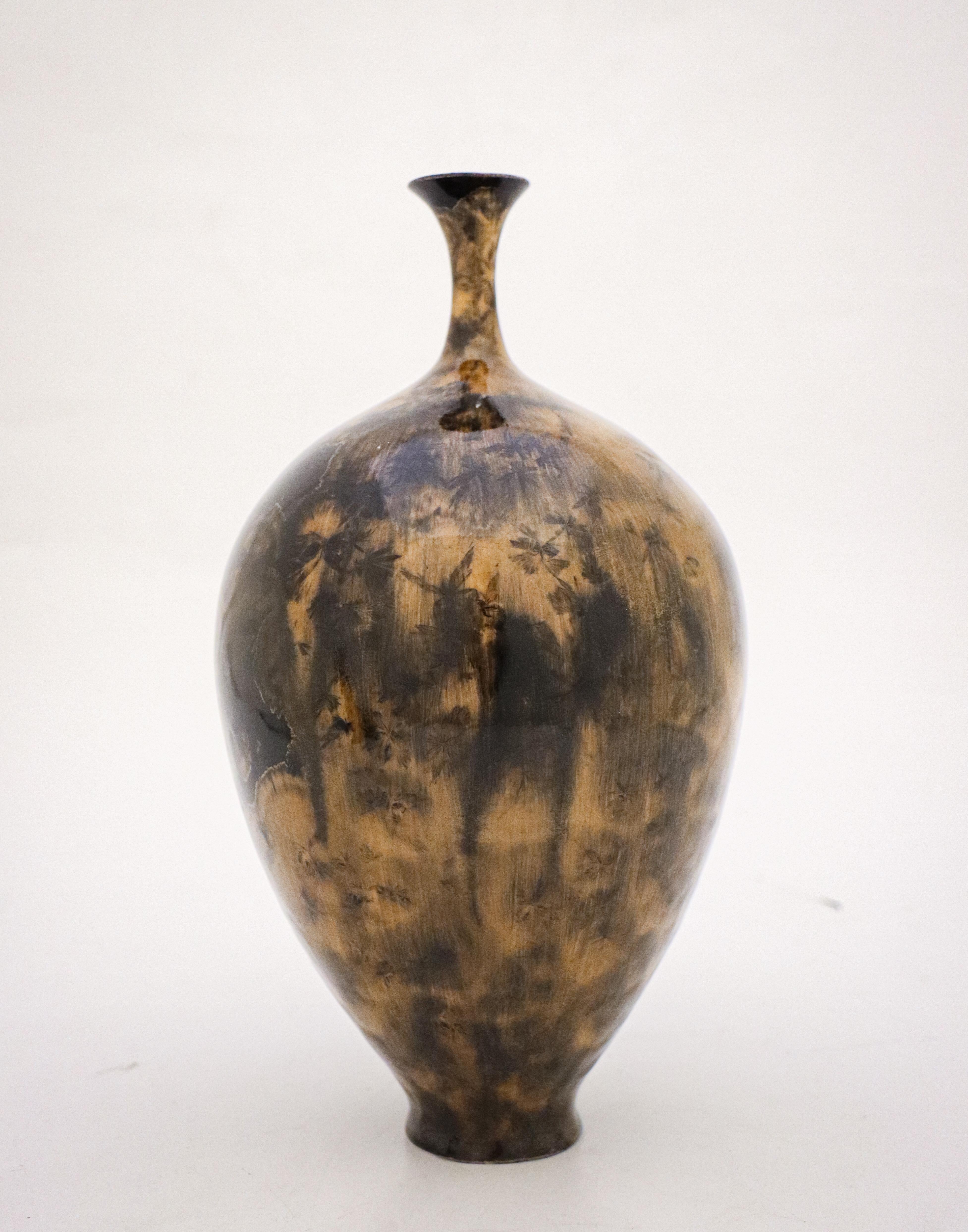 Vase Black & Brown Crystalline Glaze Isak Isaksson Contemporary Sweden Ceramic In New Condition In Stockholm, SE