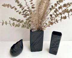 Vase aus schwarzem Rosenthal Studio Line Porzellan Op-Art-Vase Martin Freyer Design