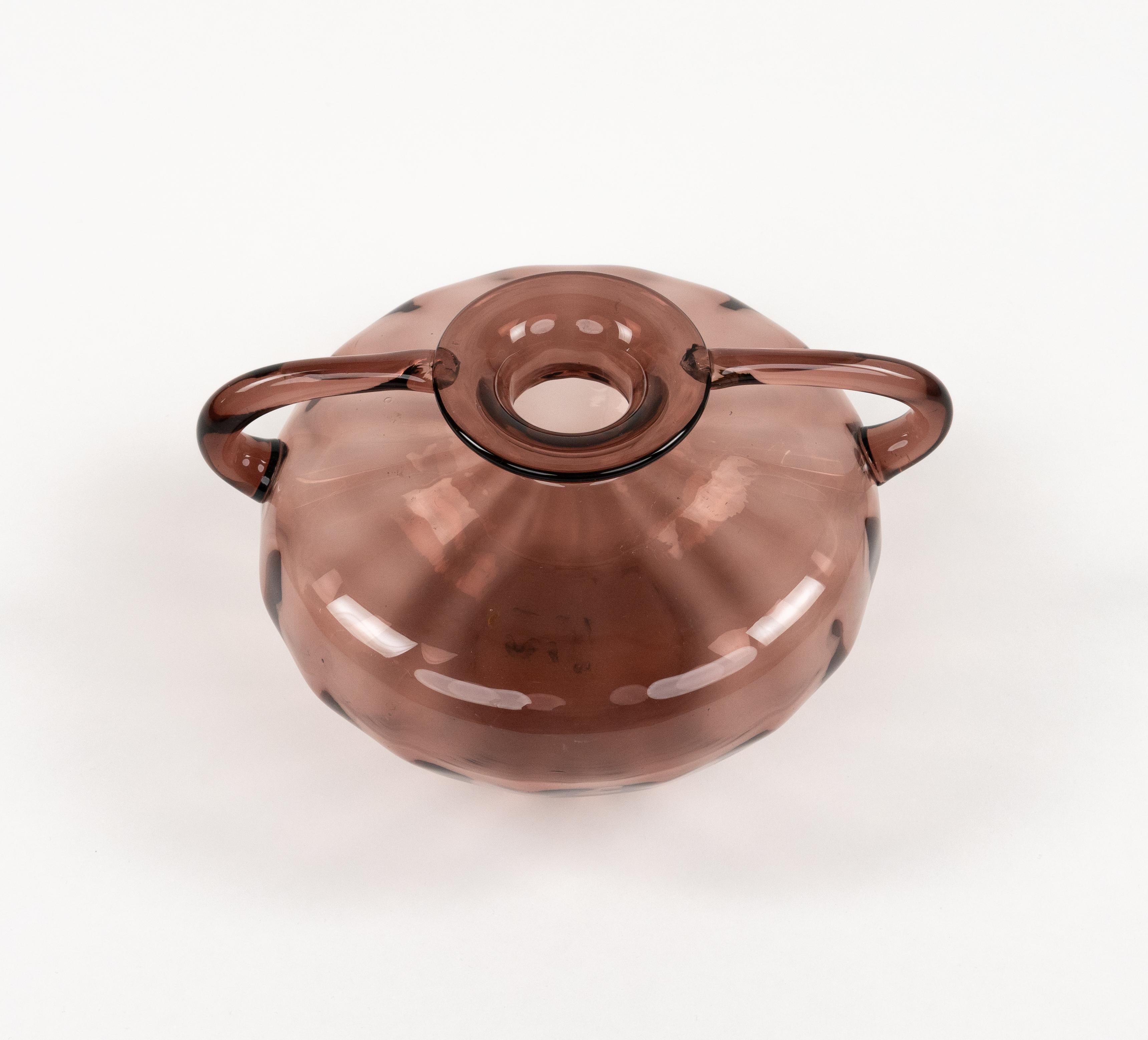 Vase soufflé avec poignées de style Vittorio Zecchin, Italie, années 1940 en vente 8