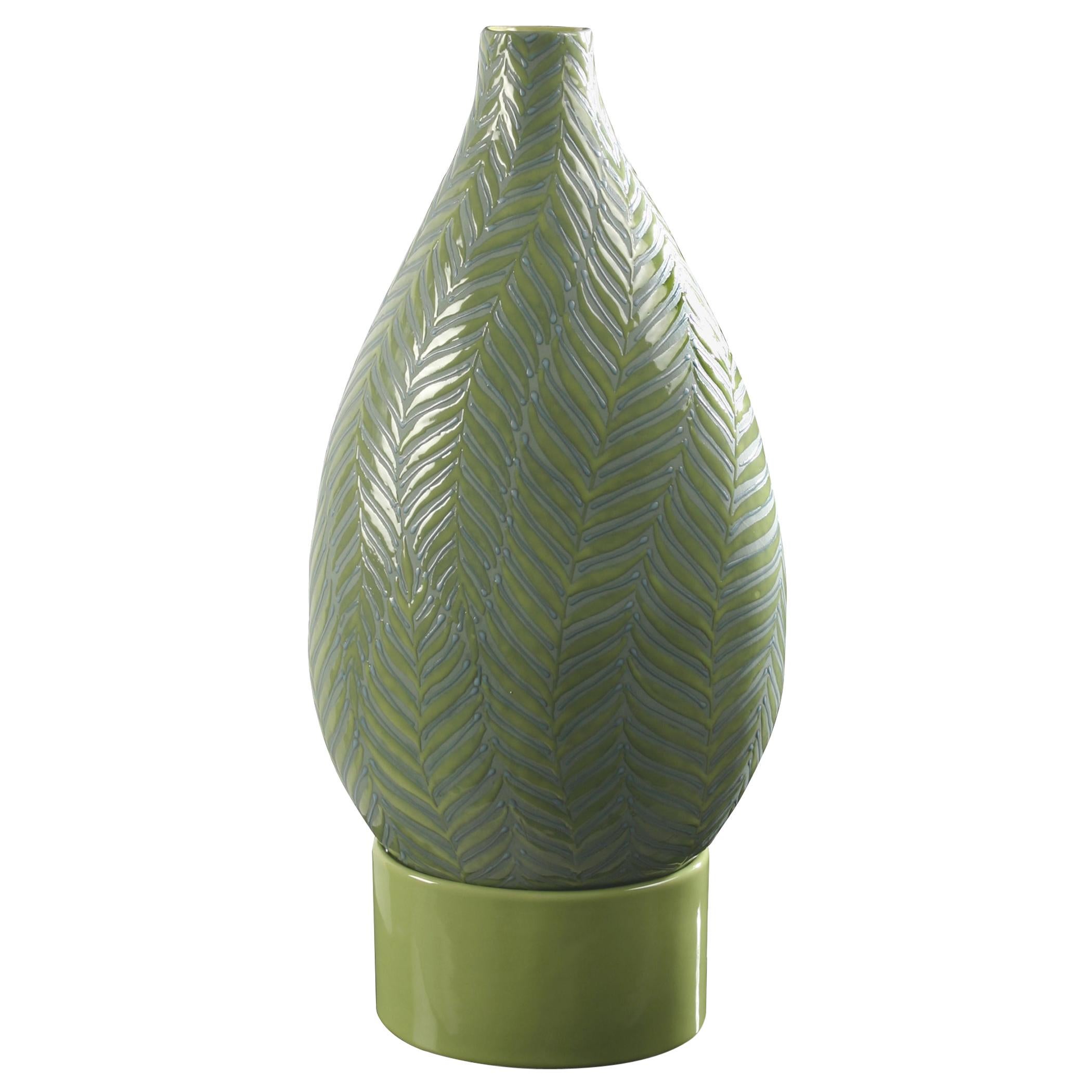 Vase Bouteille Fougère petit avec base:: en porcelaine de Gres:: Italie