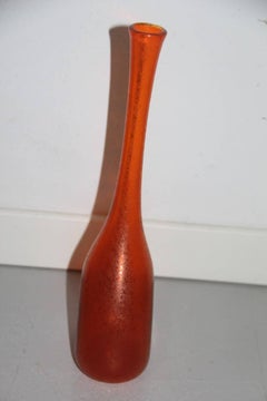 Vase Bottle Flavio Poli for Seguso Design 1960s Murano Art Glass Corroso Model