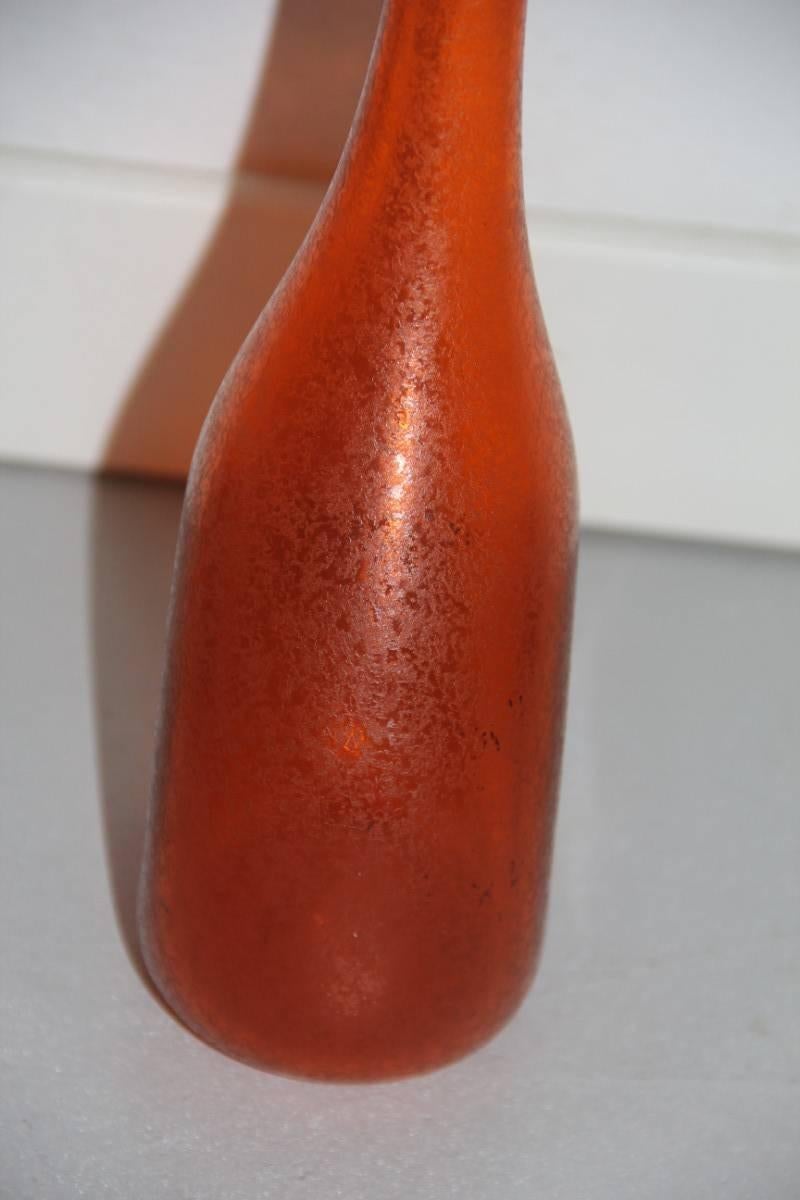 Flavio Poli für Seguso Design 1960er Jahre Murano-Kunstglas-Vaseflasche, Corroso-Modell (Moderne der Mitte des Jahrhunderts) im Angebot