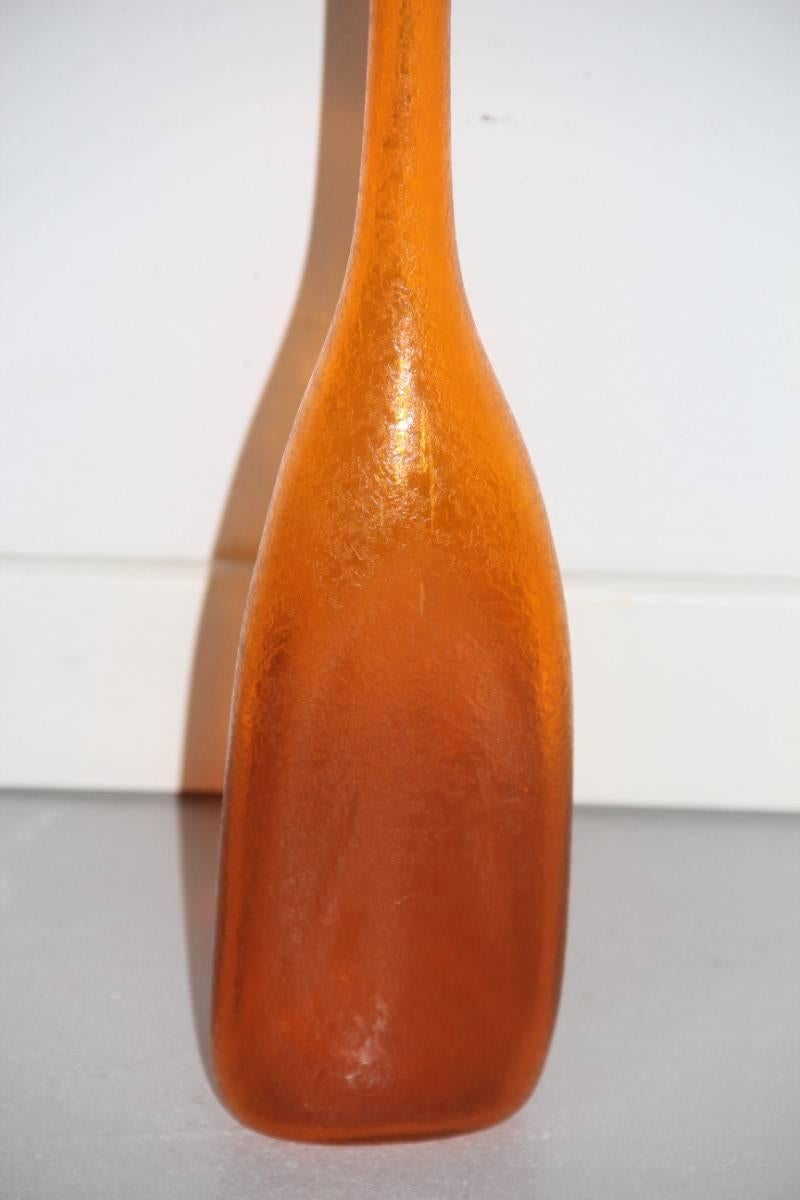 Vase Flasche Flavio Poli für Seguso Design 1960er Jahre Murano Kunstglas, orange Farbe sehr besonders.