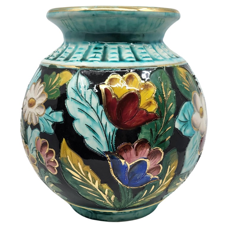 Vase à fleurs en céramique peint à la main de Vallauris France - En vente sur France | vase vallauris fleurs prix, poterie de vallauris prix, poterie fleur