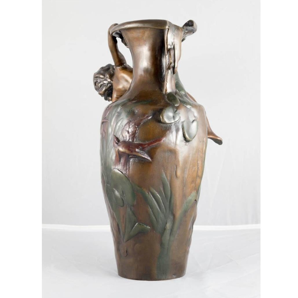 art nouveau bronze vase