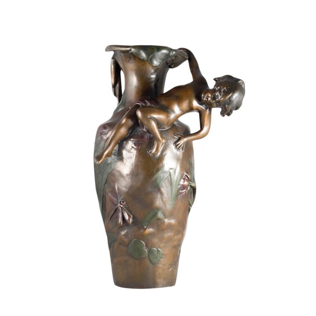 Vase Bronze Art Nouveau For Sale